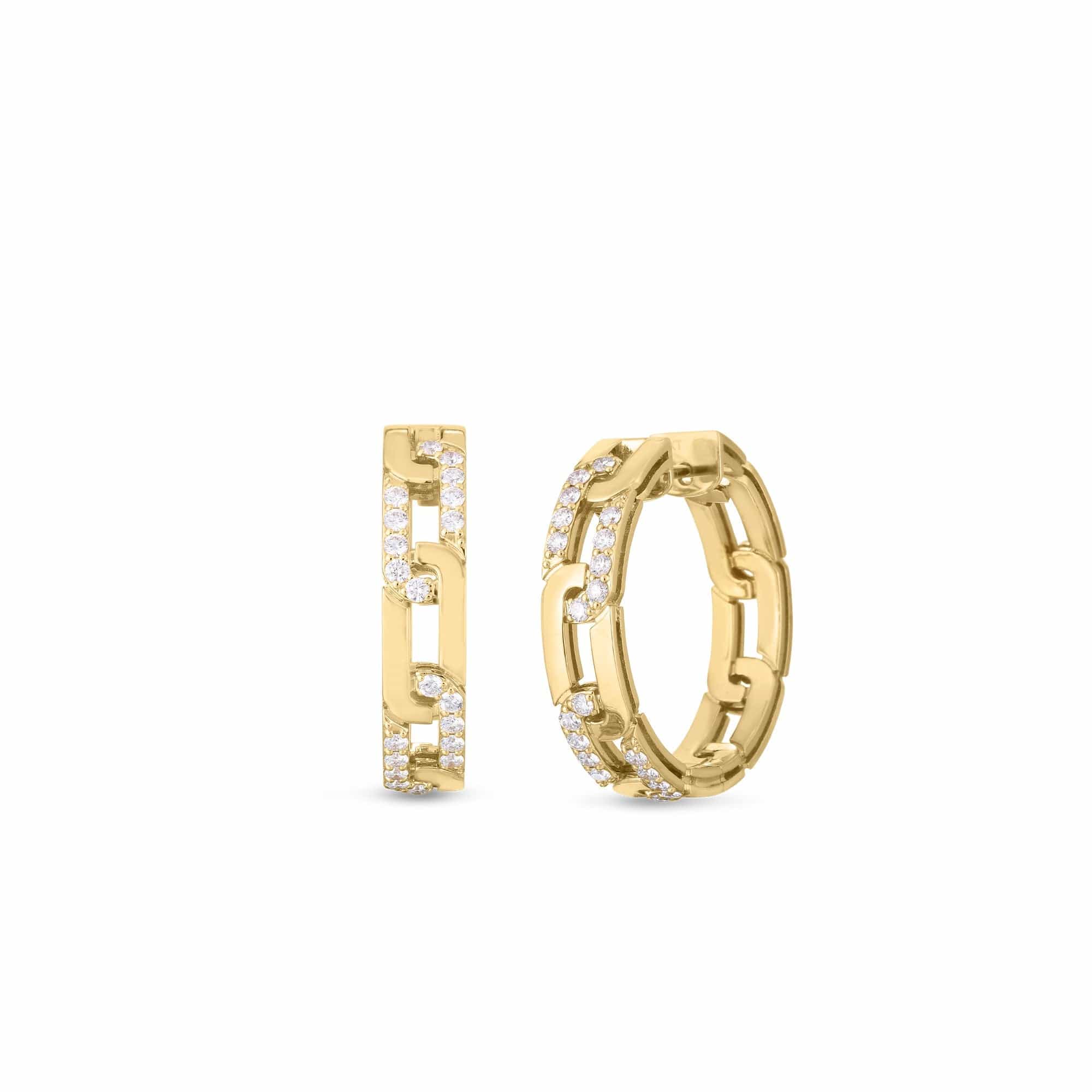 Roberto Coin 18K Yellow Gold Navarra Diamond Hoop Earrings