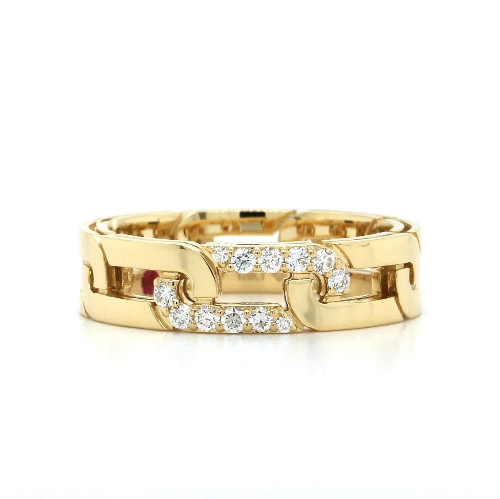 Roberto Coin 18K Yellow Gold Navarra Wide Diamond Ring - Image 4
