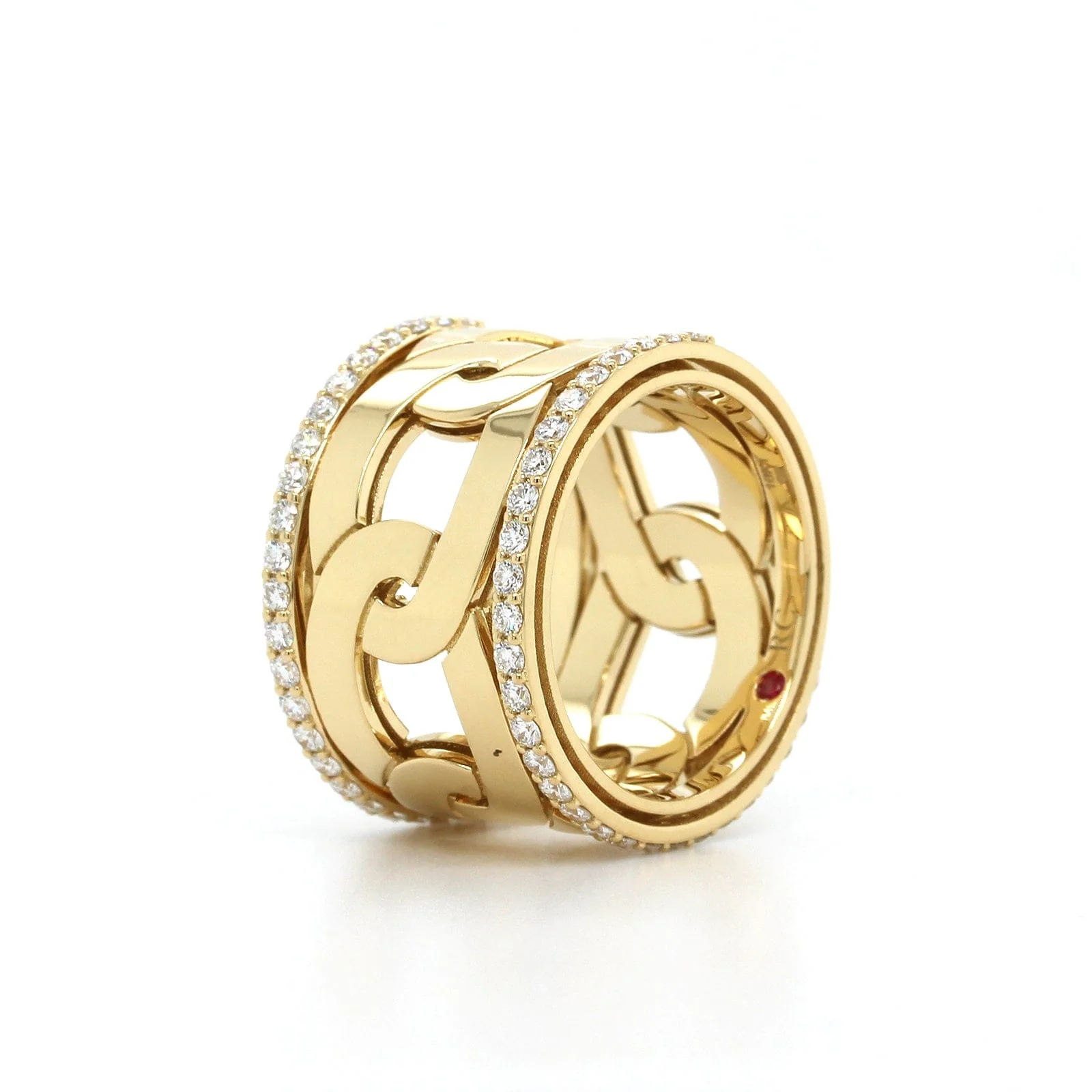 Roberto Coin 18K Yellow Gold Navarra Wide Diamond Ring - Image 2