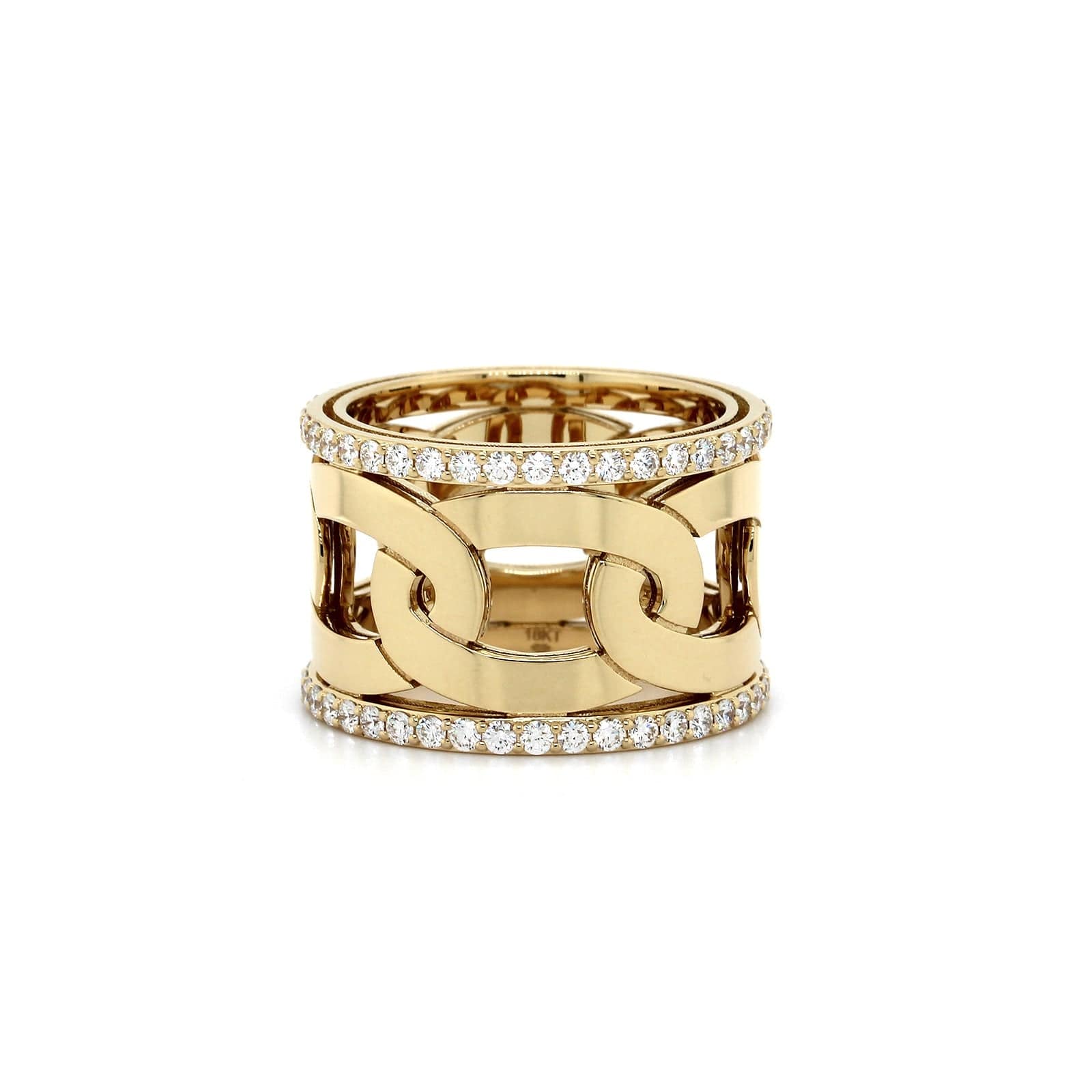 Roberto Coin 18K Yellow Gold Navarra Wide Diamond Ring - Image 4