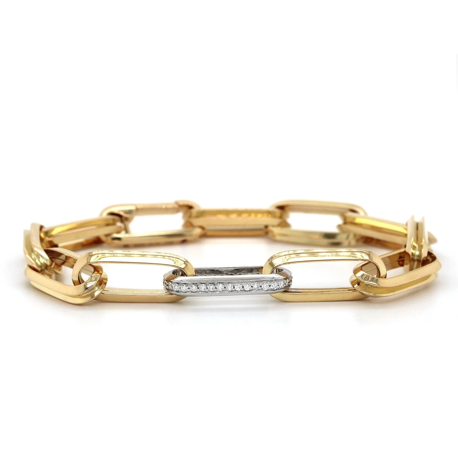 Roberto Coin 18K Yellow Gold Obelisco Diamond Link Bracelet - Image 4