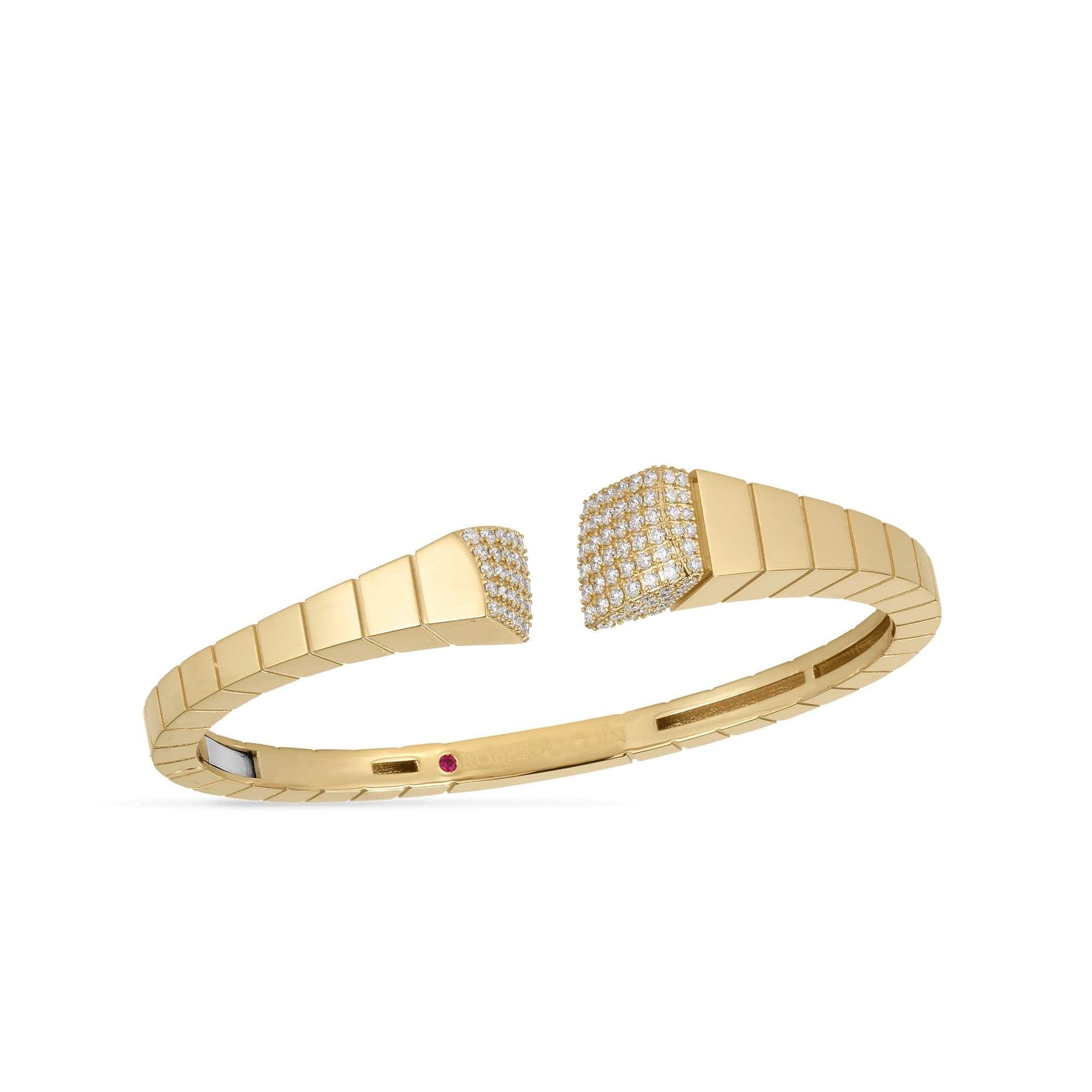 Roberto Coin 18K Yellow Gold Obelisco Pave Diamond Bangle