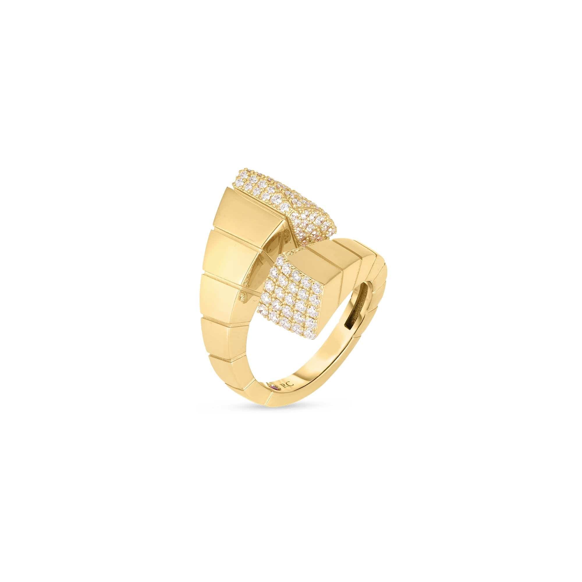 Roberto Coin 18K Yellow Gold Obelisco Pave Diamond Ring - Image 2