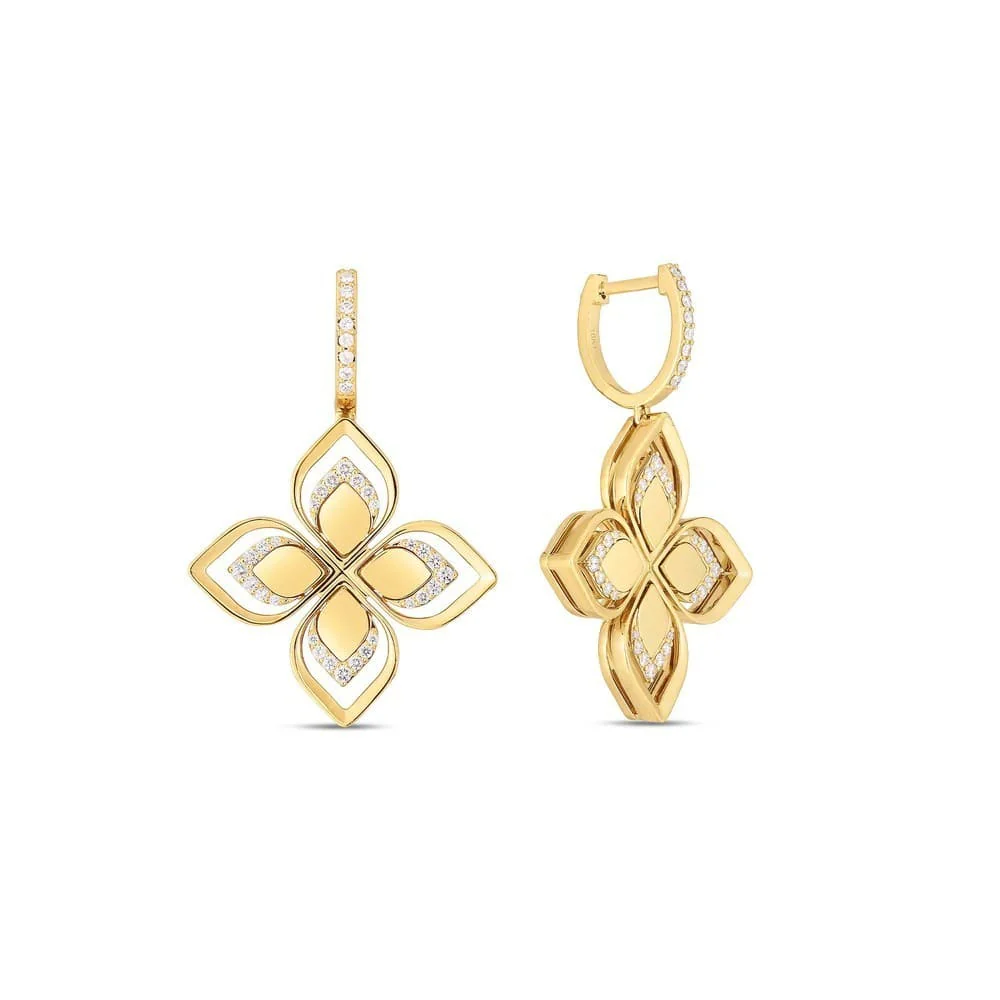 Roberto Coin 18K Yellow Gold Open Frame Venetian Princess Diamond Drop Earrings