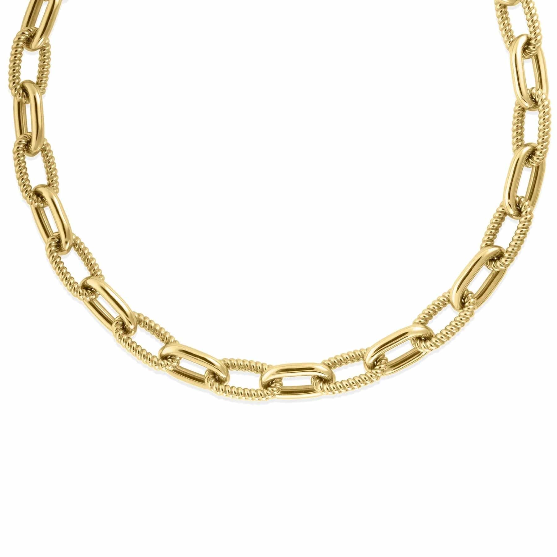 Roberto Coin 18K Yellow Gold Oro Alternating Smooth and Twisted Link Necklace