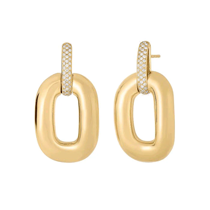 Roberto Coin 18K Yellow Gold Oro Classic Diamond Link Earrings
