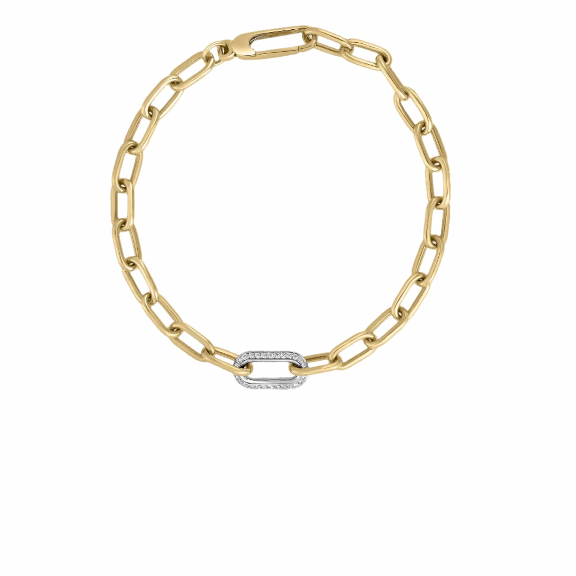 Roberto Coin 18K Yellow Gold Pave Diamond Oval Link Bracelet