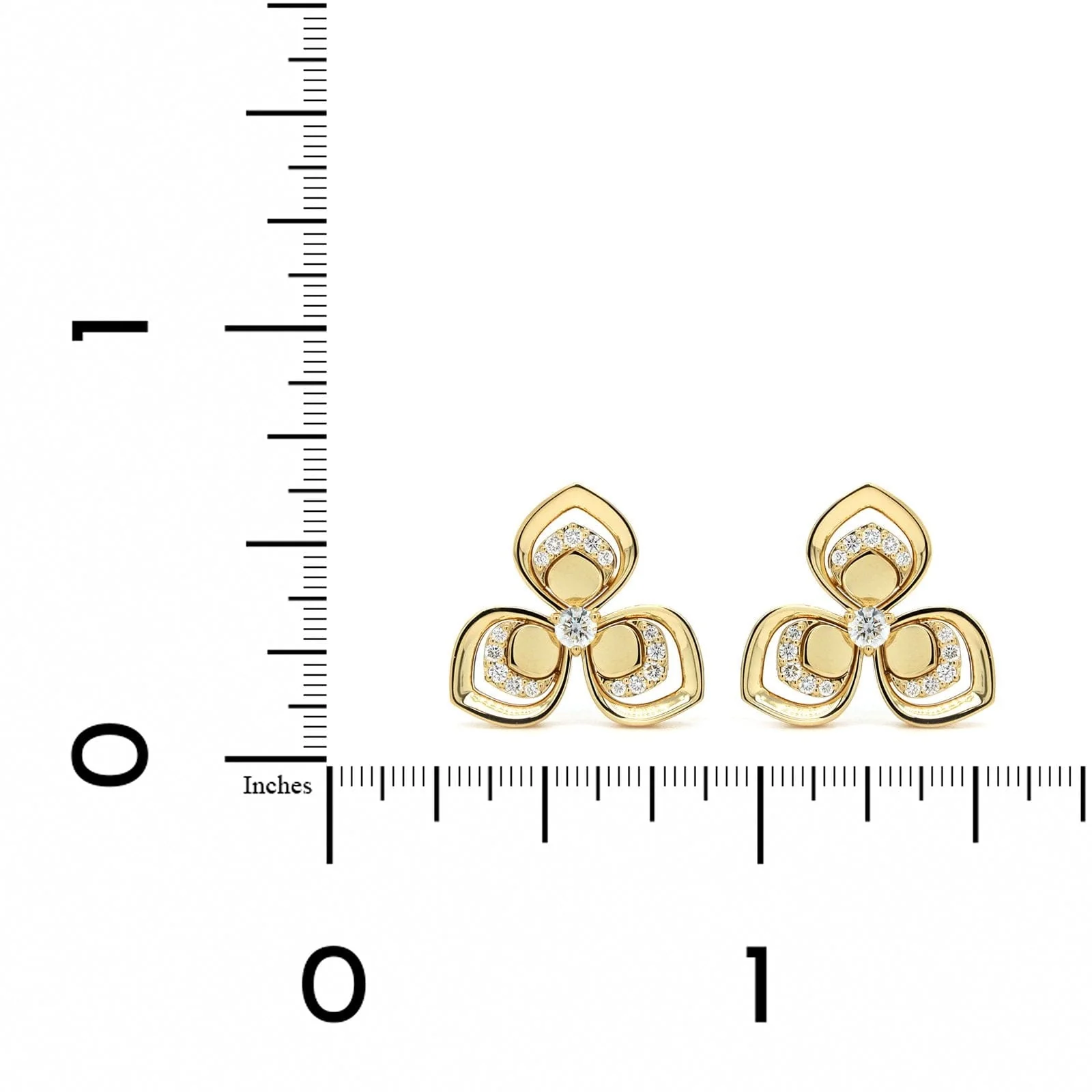 Roberto Coin 18K Yellow Gold Petal Diamond Stud Earrings - Image 2