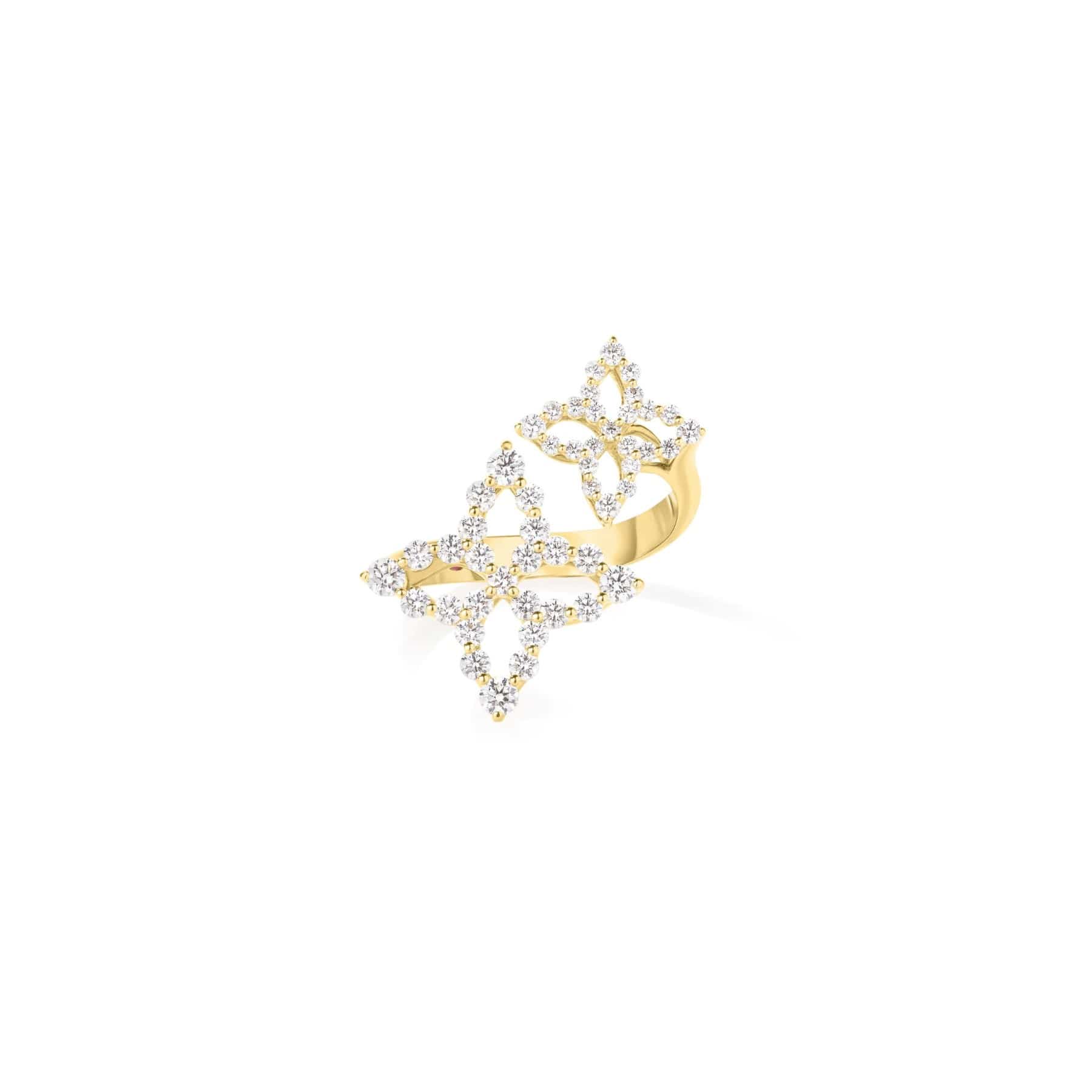 Roberto Coin 18K Yellow Gold Princess Flower Diamond Bypass Ring