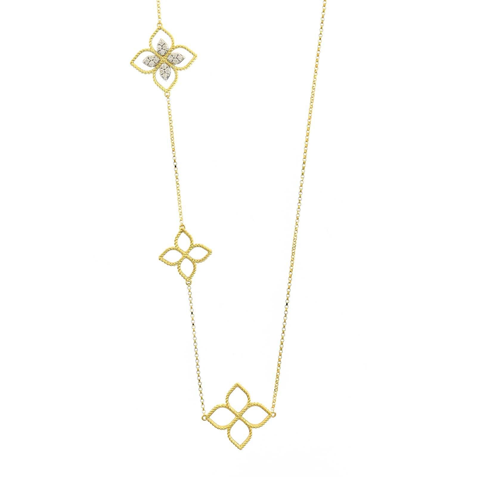 Roberto Coin 18K Yellow Gold Princess Flower Diamond Station Necklace