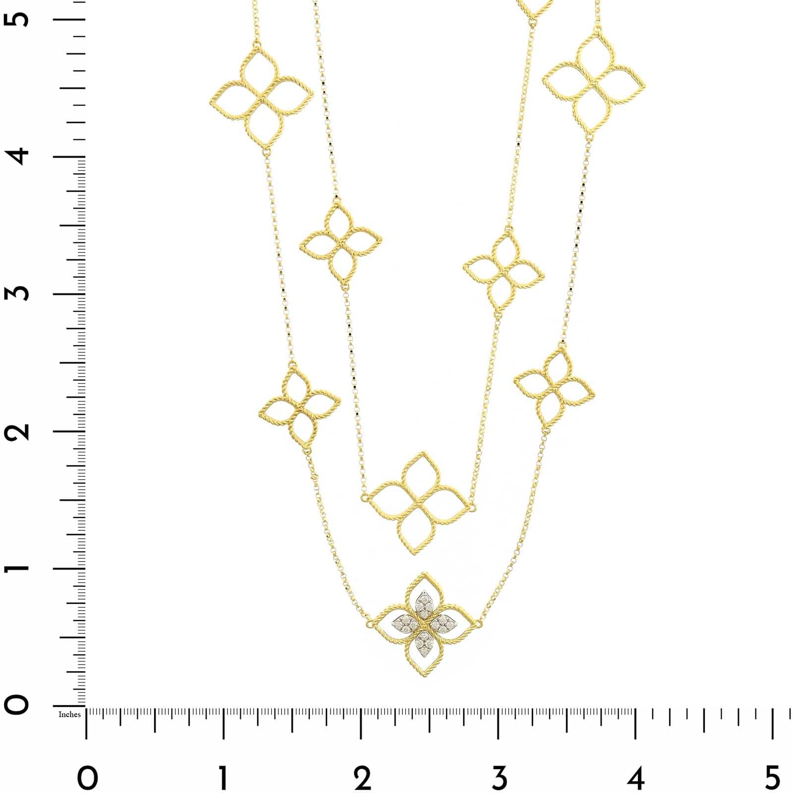 Roberto Coin 18K Yellow Gold Princess Flower Diamond Station Necklace - Image 4