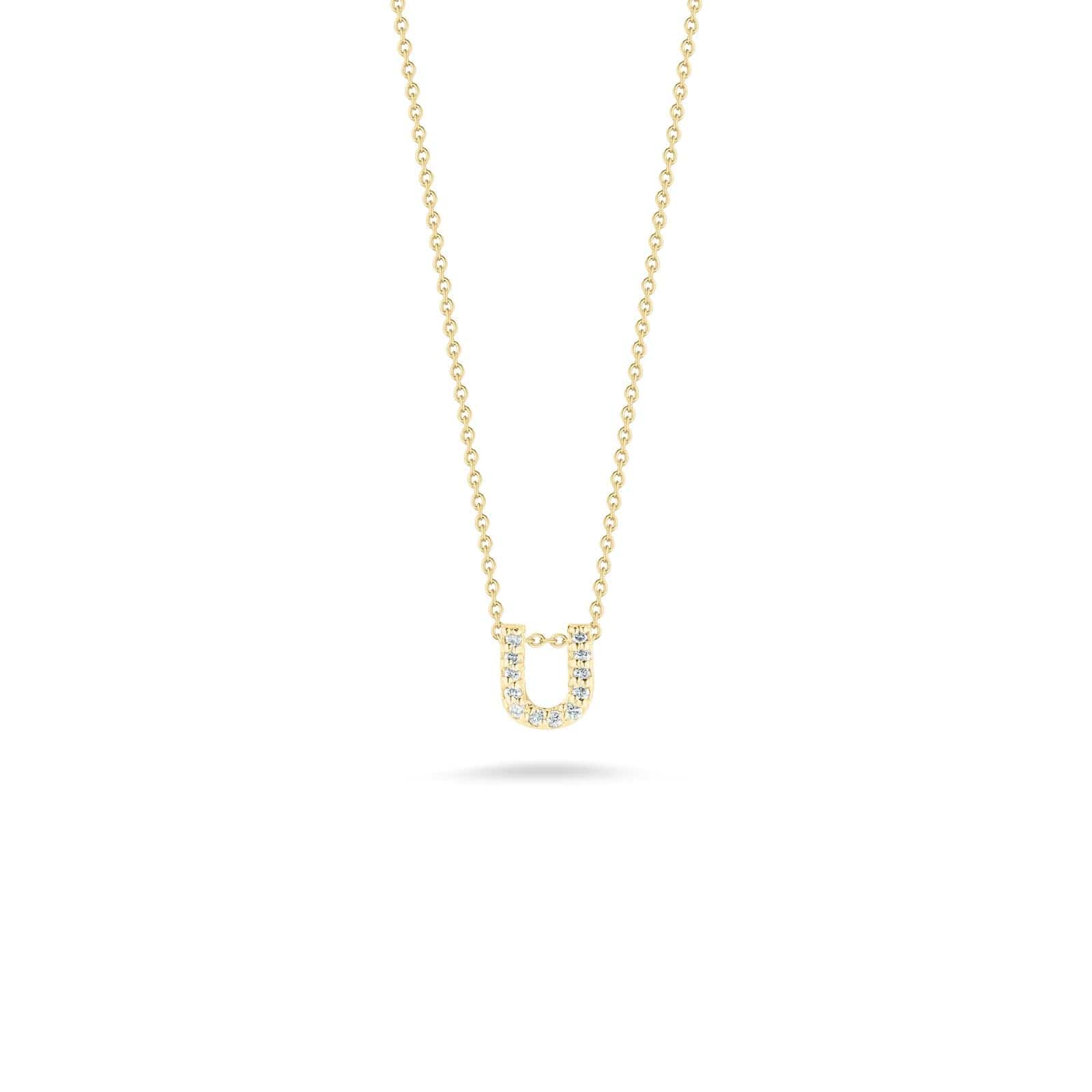 Roberto Coin 18K Yellow Gold "U" Initial Diamond Necklace