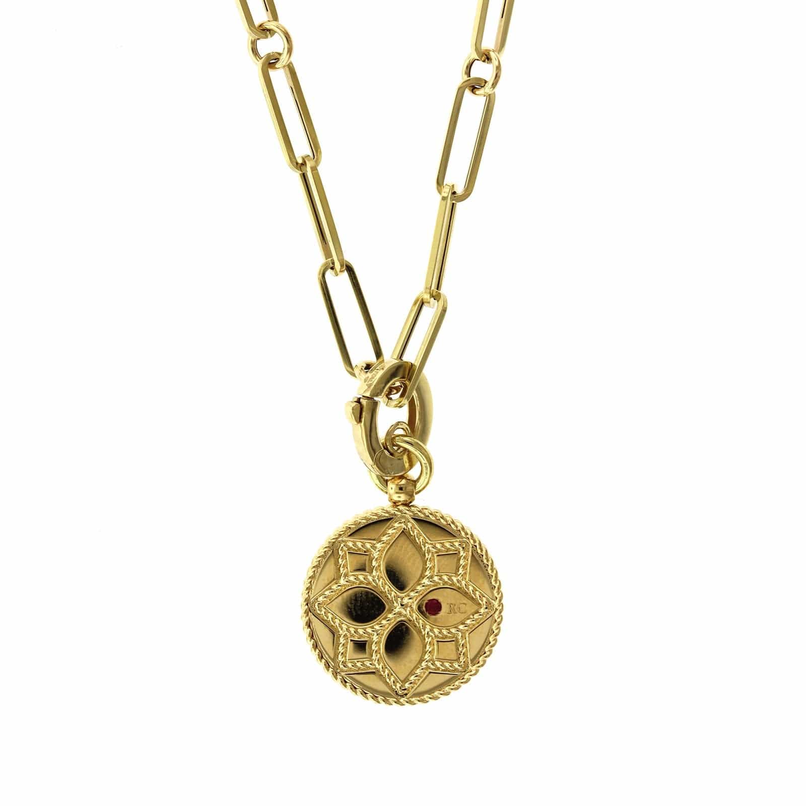 Roberto Coin 18K Yellow Gold Venetian Diamond Medal Necklace - Image 6