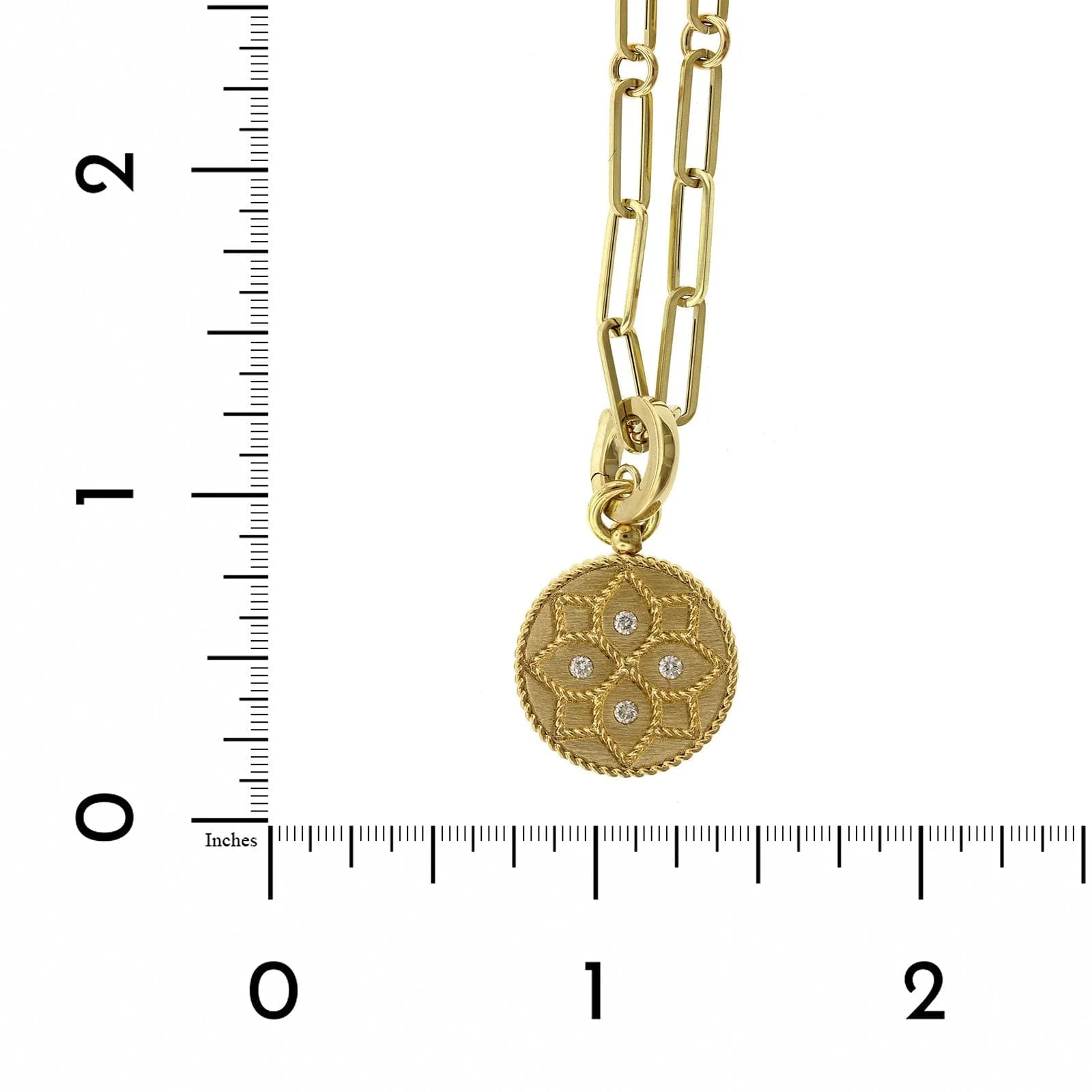 Roberto Coin 18K Yellow Gold Venetian Diamond Medal Necklace - Image 8