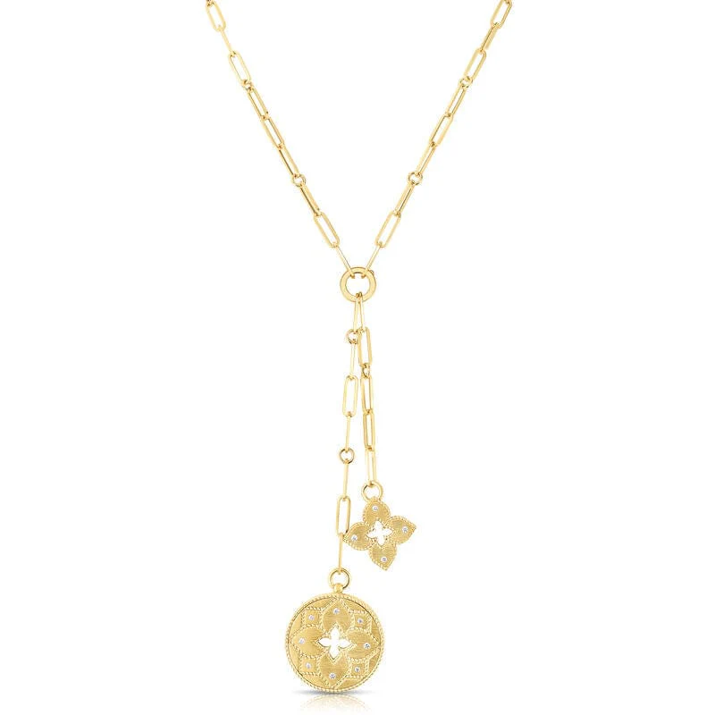 Roberto Coin 18K Yellow Gold Venetian Diamond Princess Double Medallion Necklace