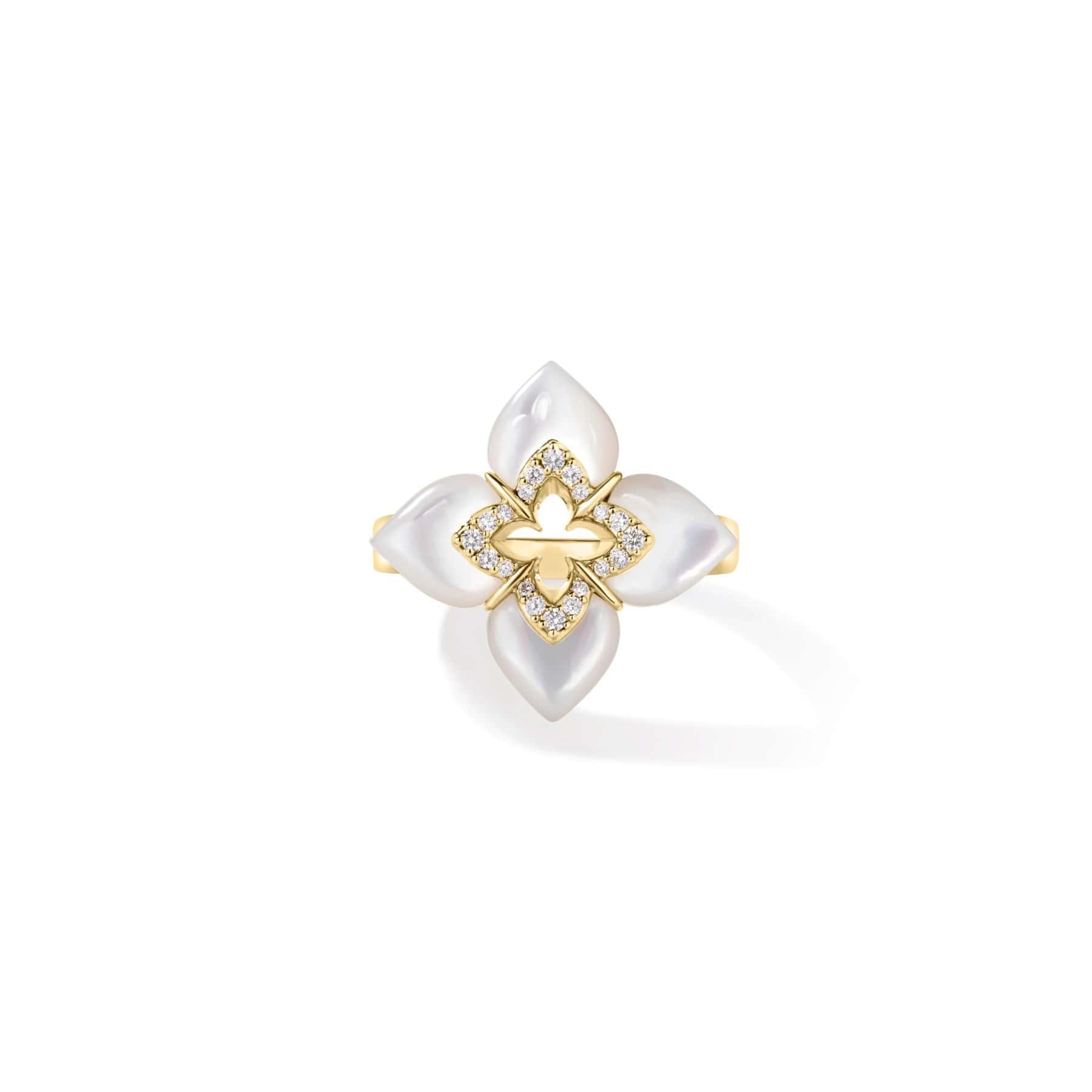 Roberto Coin 18K Yellow Gold Venetian Princess White Mother Of Pearl and Diamond Ring
