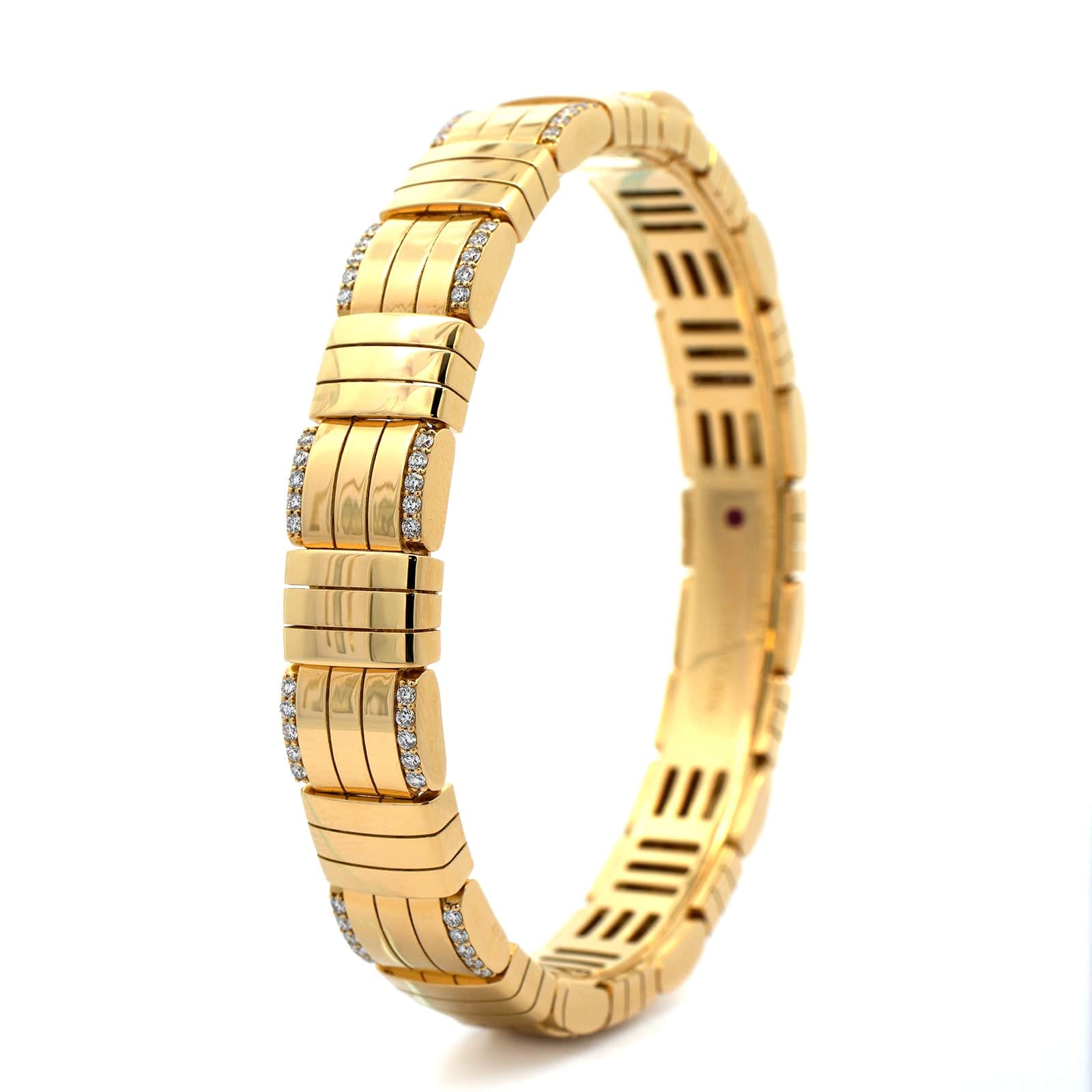 Roberto Coin 18K Yellow Gold Veneto Diamond Woven Bangle - Image 2