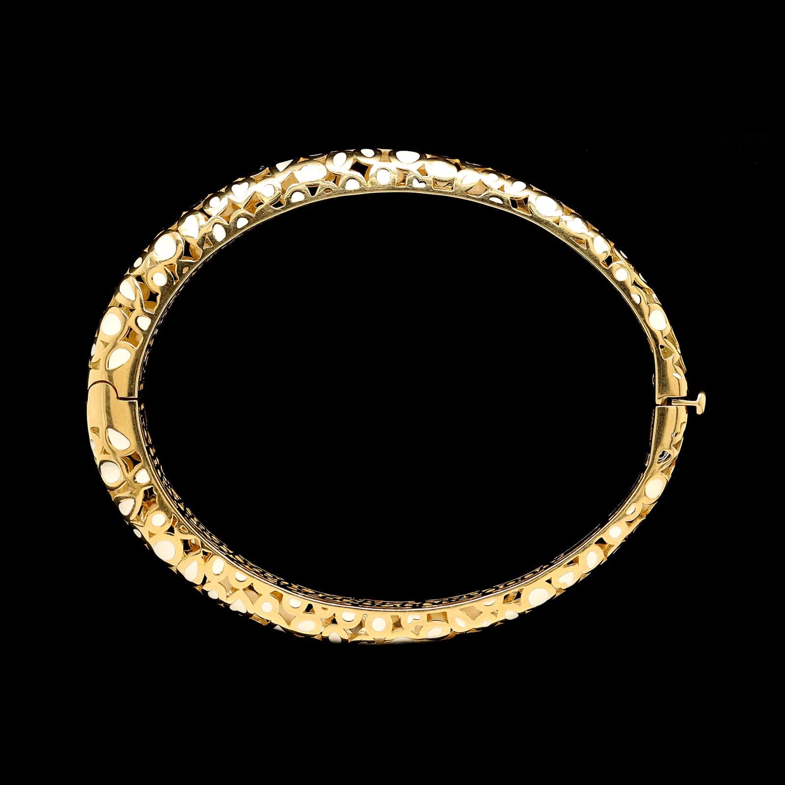 Roberto Coin 18K Yellow Gold White Enamel Accents Bangle - Image 4