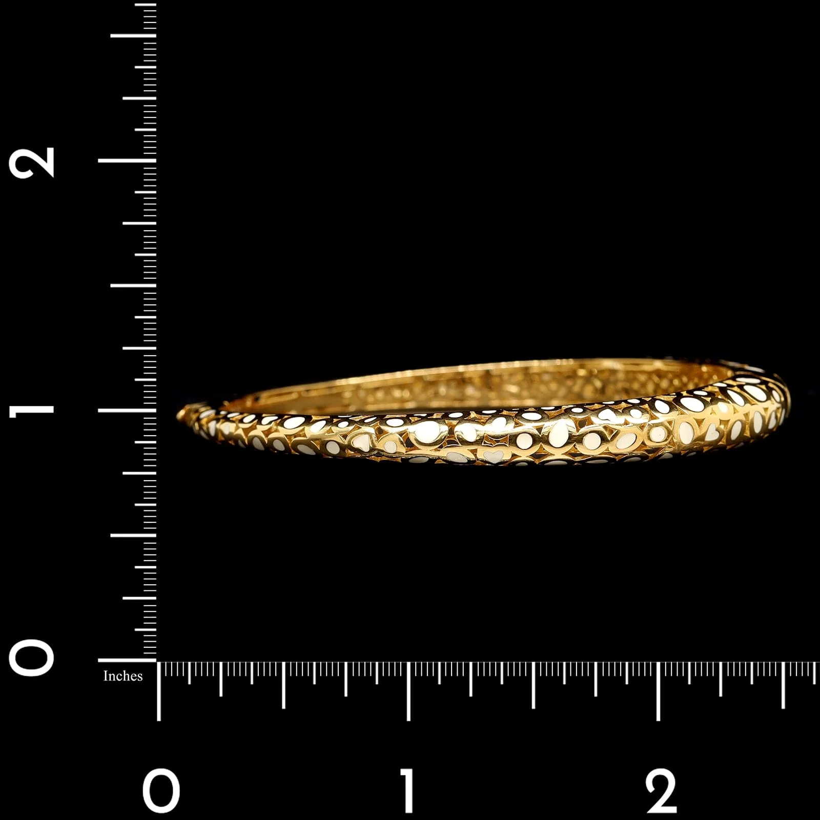 Roberto Coin 18K Yellow Gold White Enamel Accents Bangle - Image 5