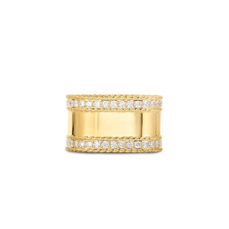Roberto Coin 18K Yellow Gold Wide Diamond Ring