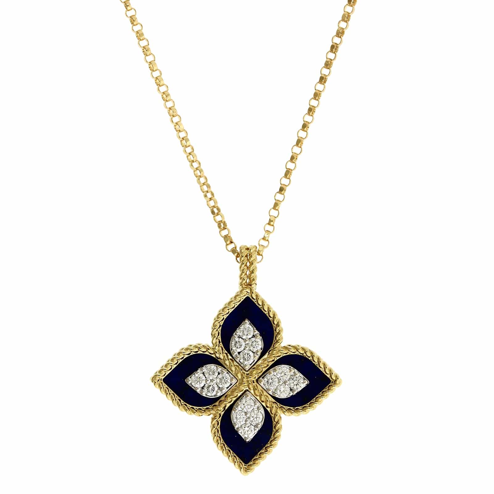 Roberto Coin 18K Yellow & White Gold Lapis Venetian Princess Diamond Necklace