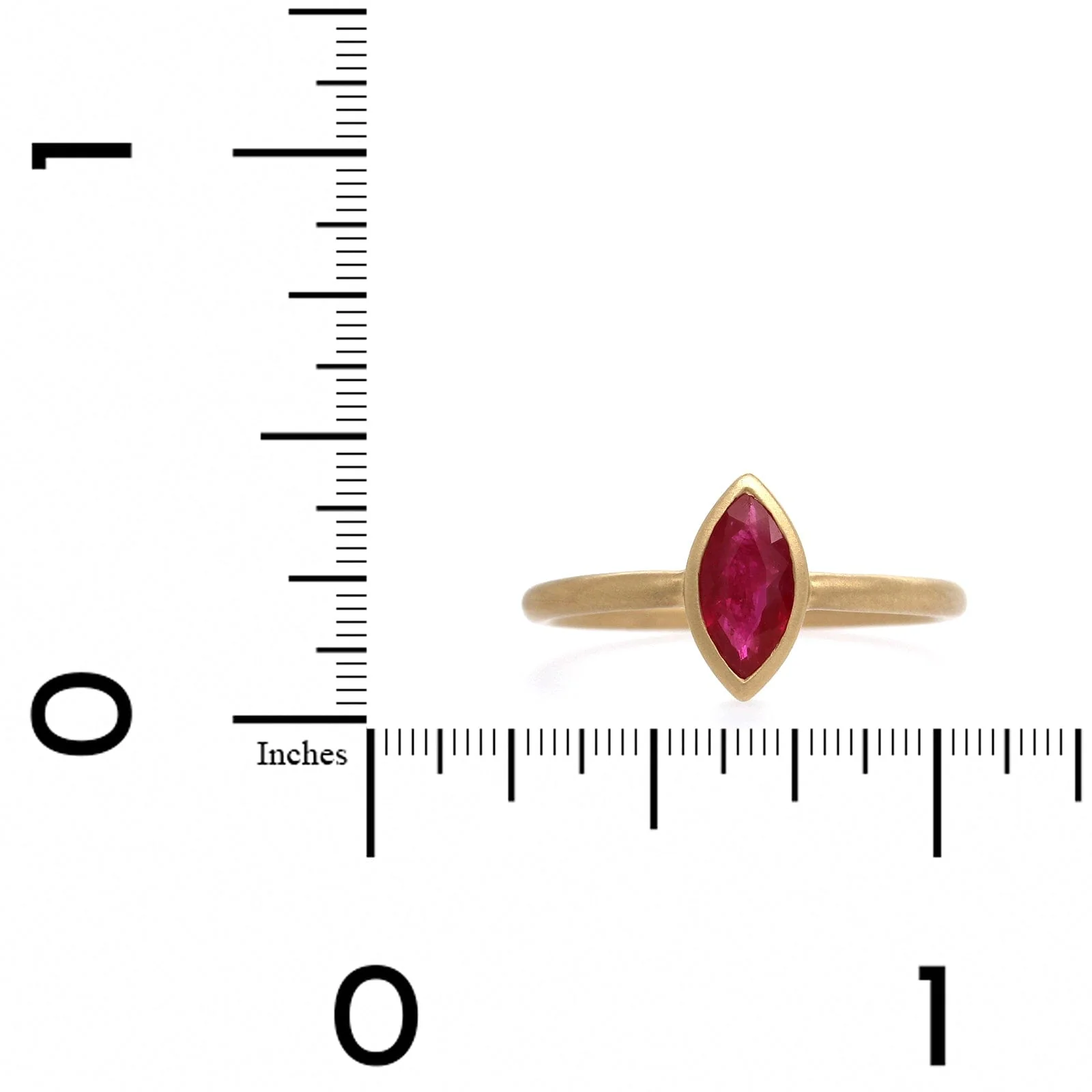 14K Yellow Gold Marquise Cut Ruby Ring - Image 3