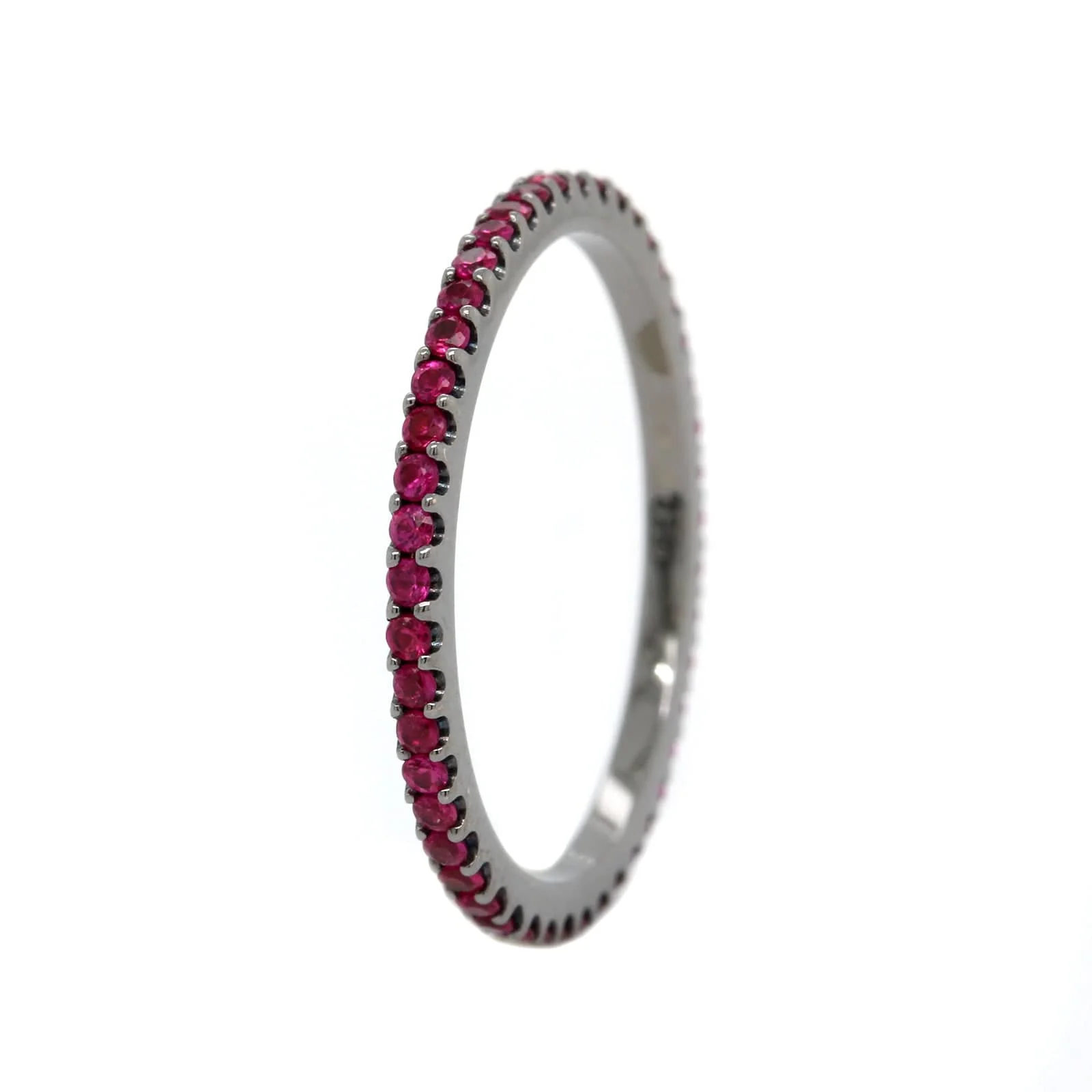 18K White Gold Shared Prong Ruby Ring - Image 2