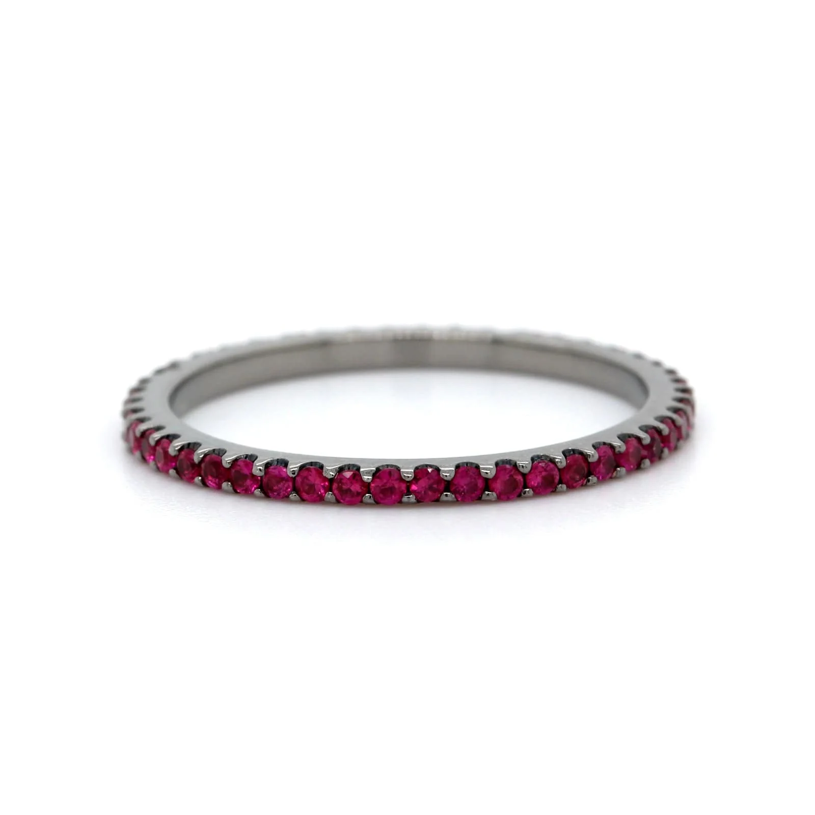 18K White Gold Shared Prong Ruby Ring - Image 5