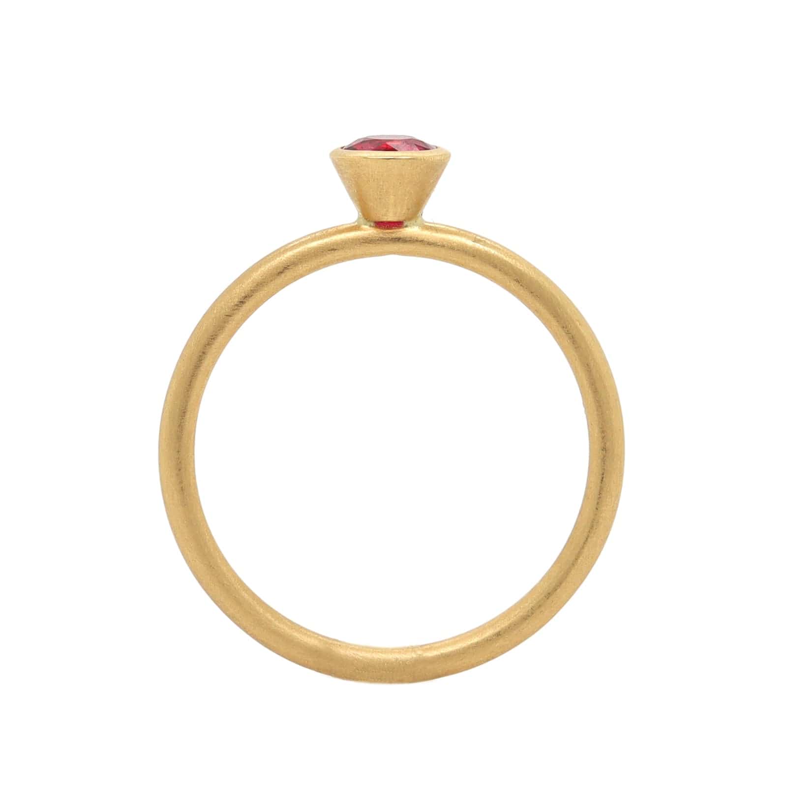 18K Yellow Gold Bezel Set Round Ruby Ring - Image 3