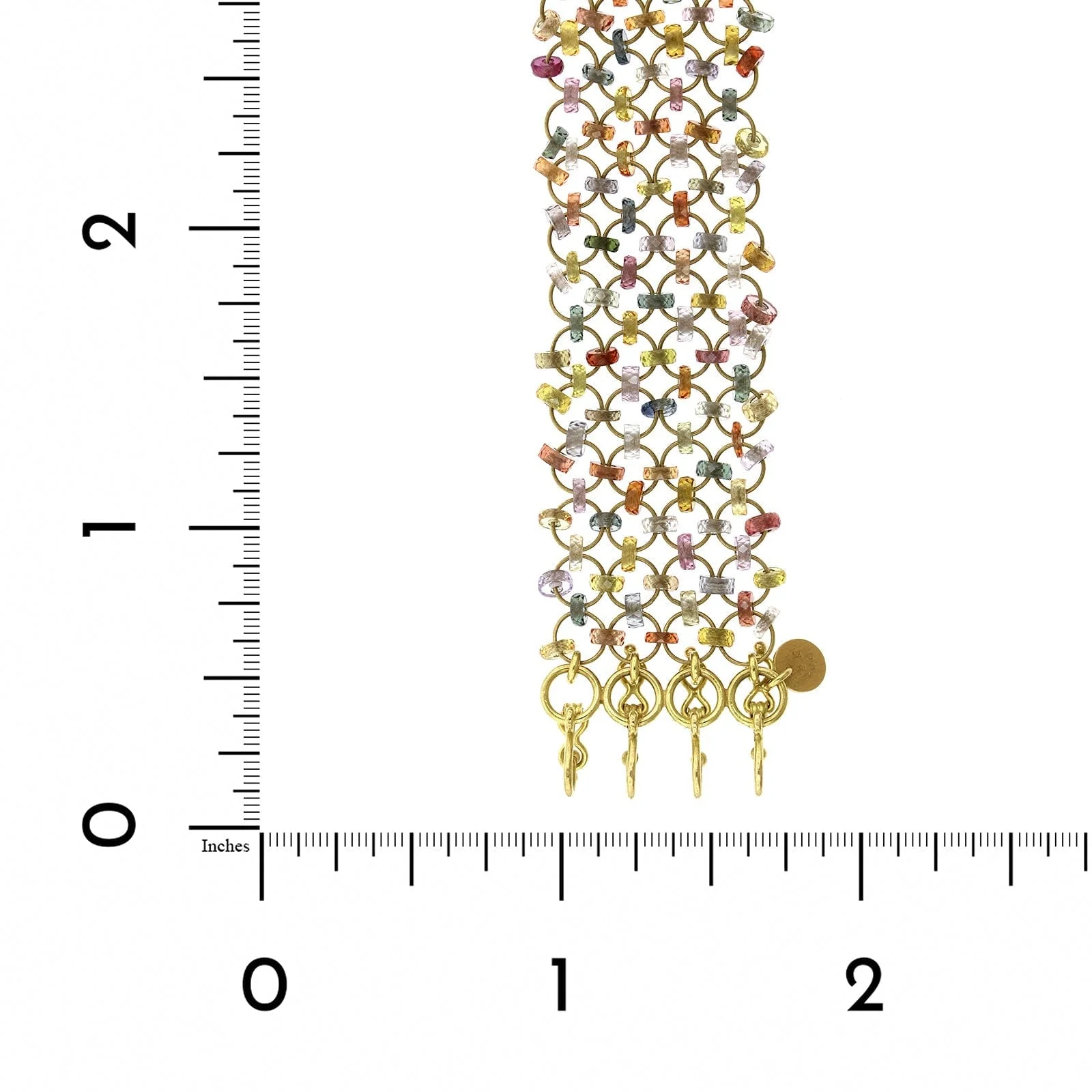 Mallary Marks 18K Yellow Gold Multi Sapphire Rondell 4 Row Bracelet - Image 4