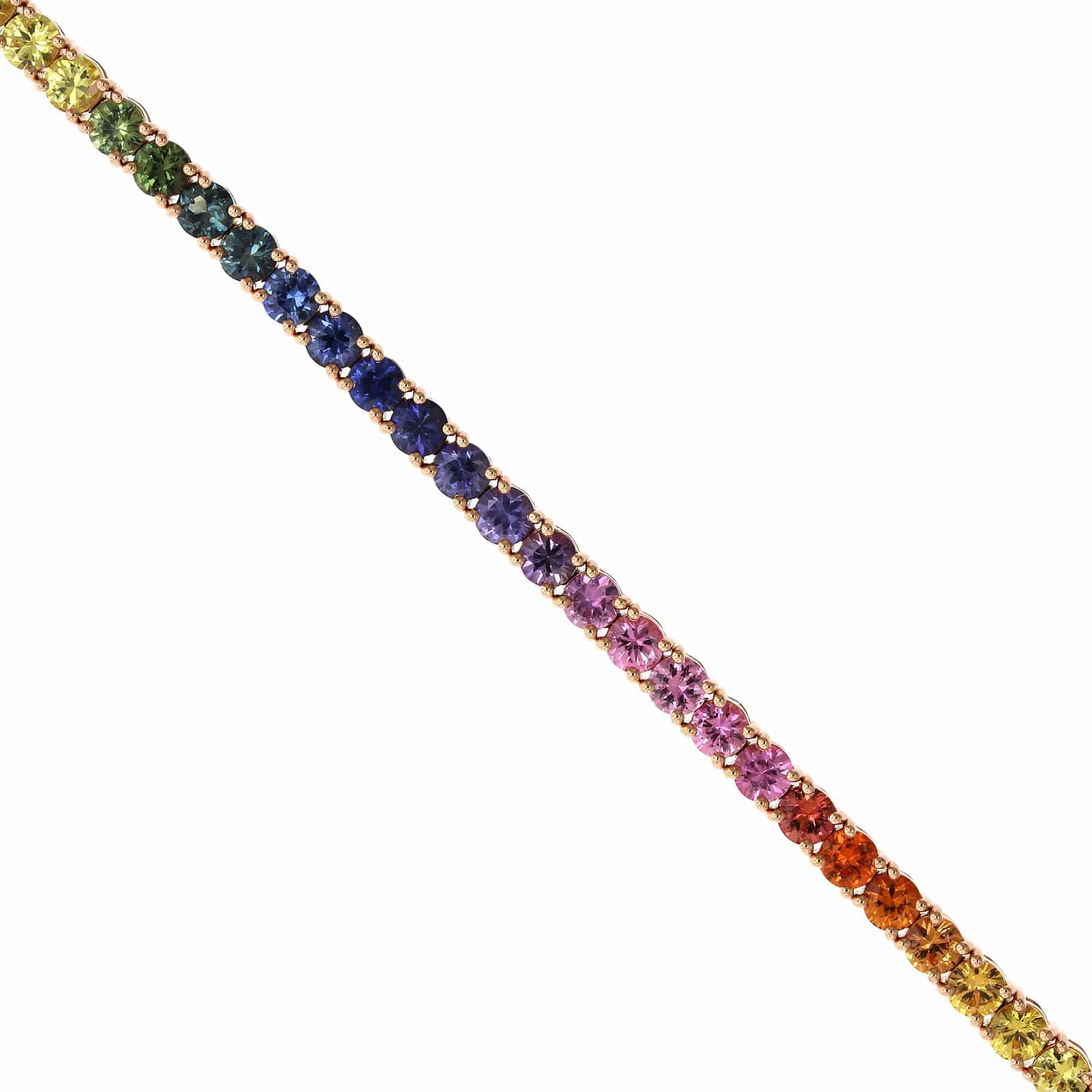 18K Rose Gold Rainbow Sapphire Bracelet - Image 3