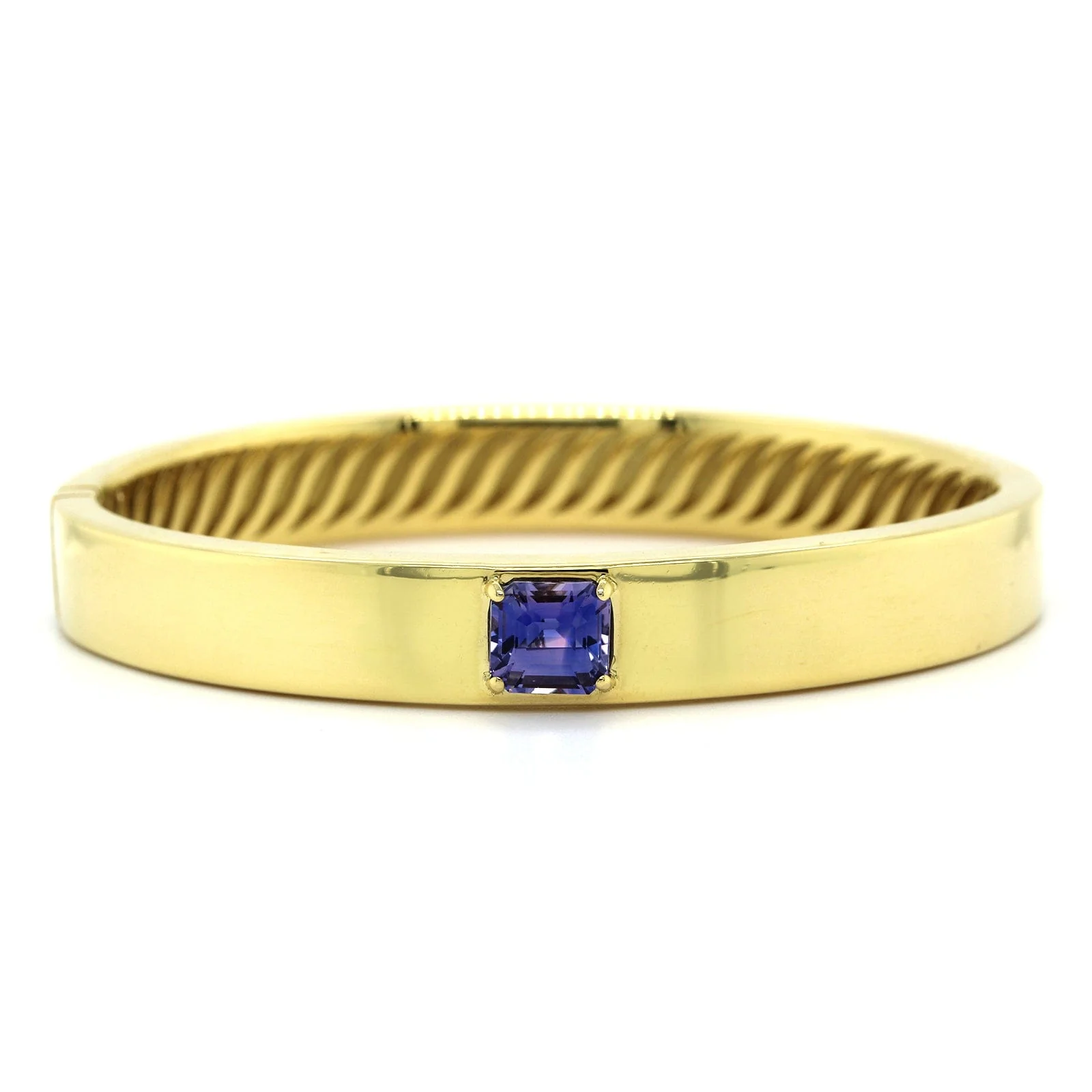 18K Yellow Gold Purple Sapphire Bangle - Image 4
