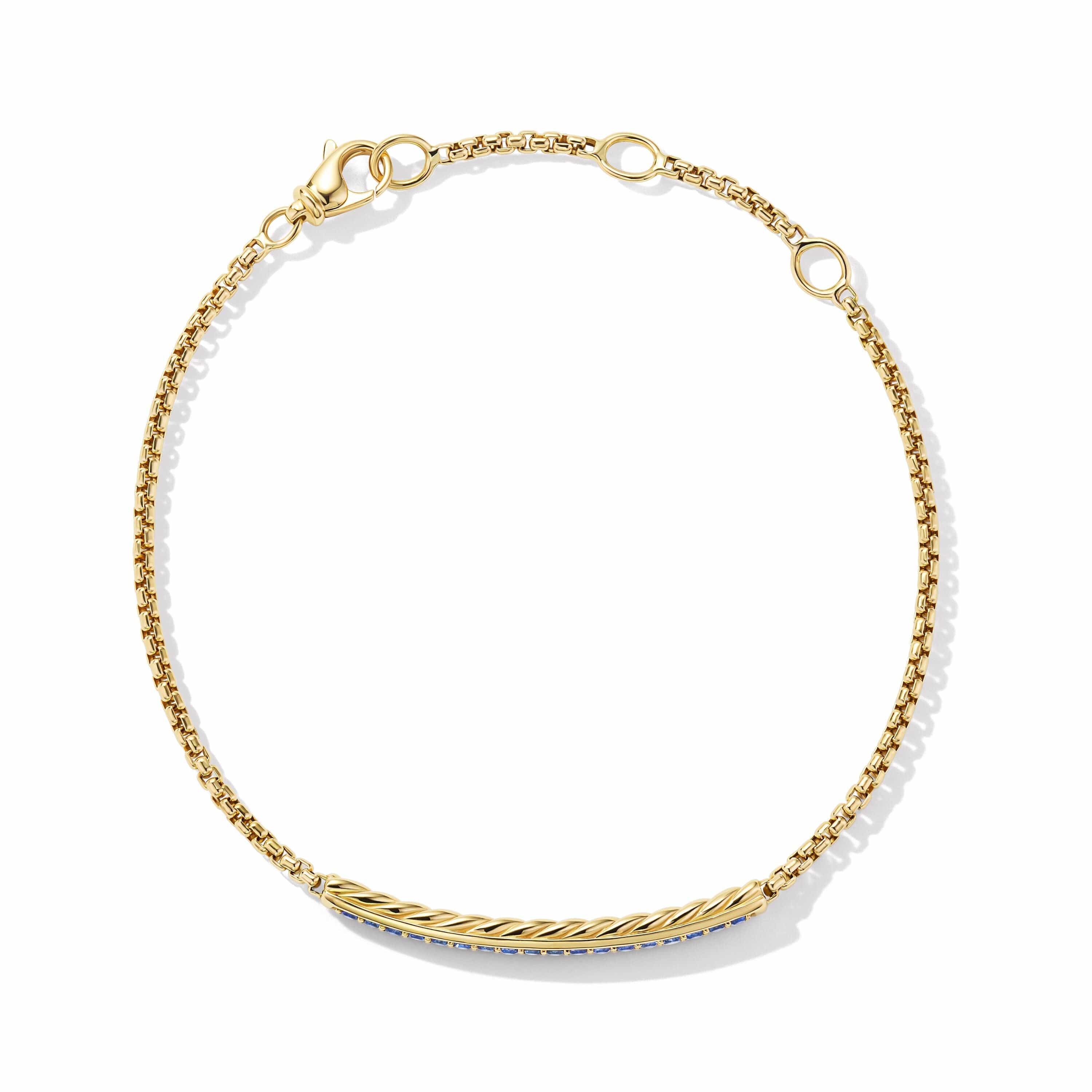 Petite Pavé Bar Bracelet in 18K Yellow Gold with Blue Sapphires, 1.7mm - Image 2