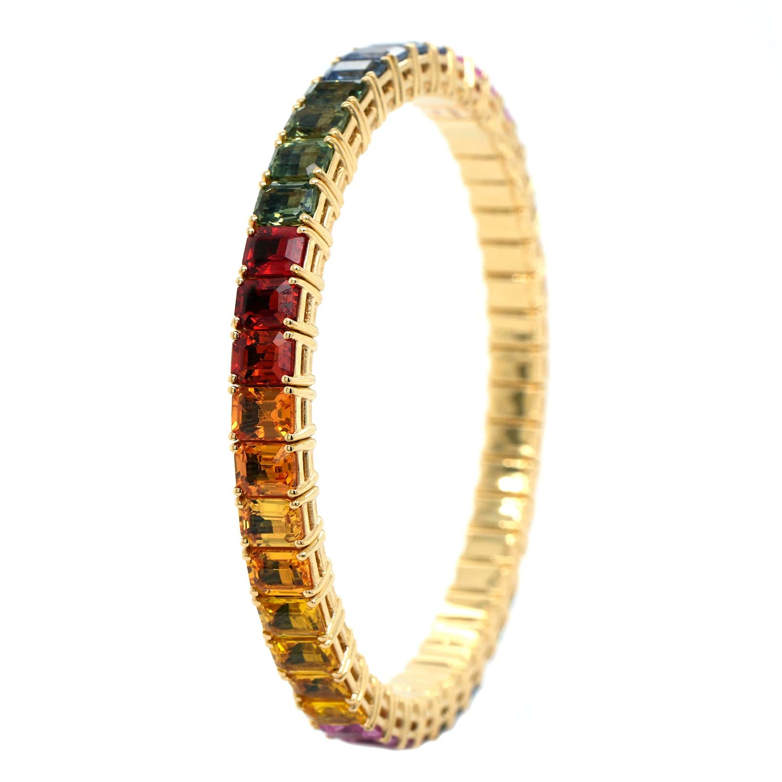 Zydo 18K Yellow Gold Sapphire Rainbow Stretch Bracelet - Image 2