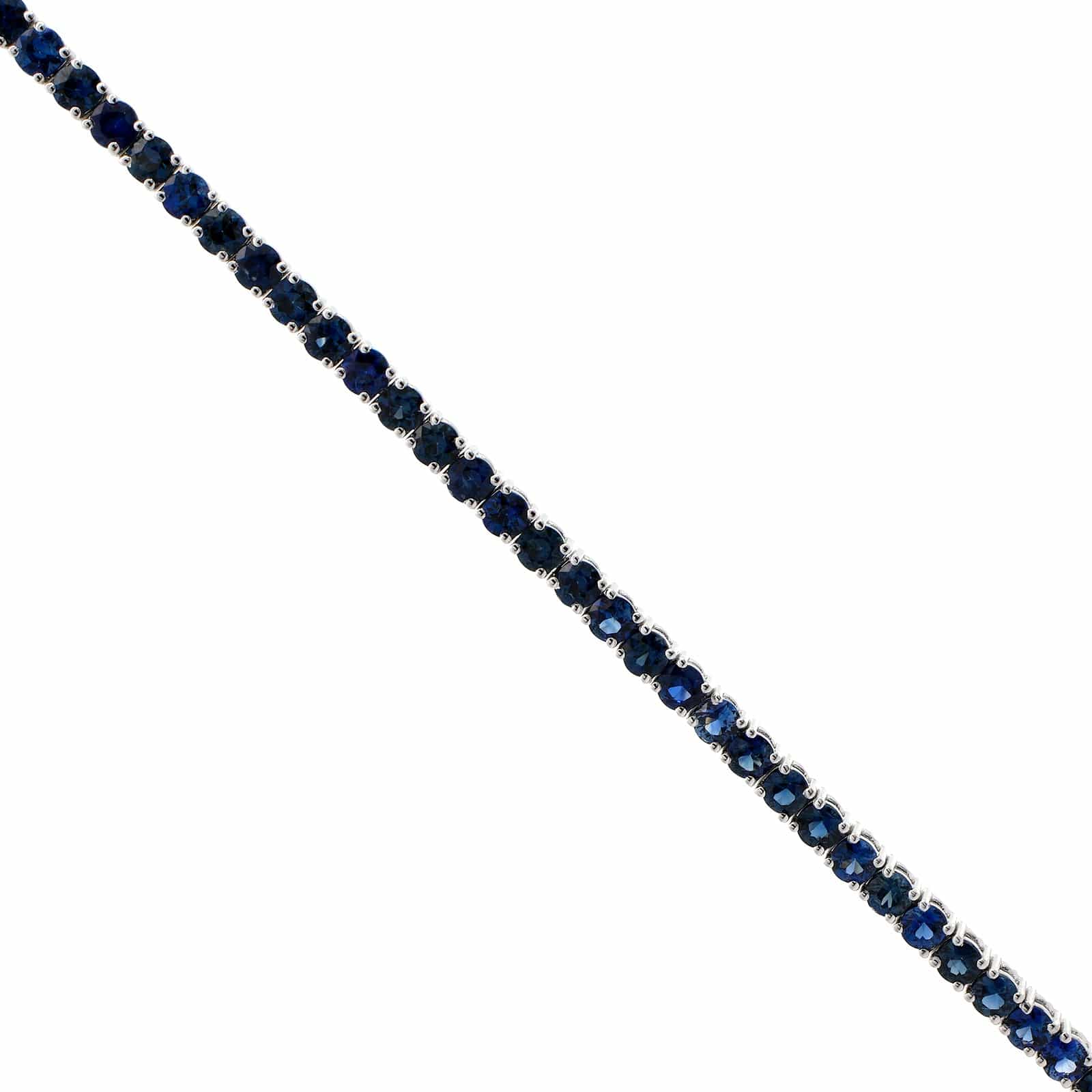 18K White Gold Blue Sapphire Tennis Bracelet - Image 2