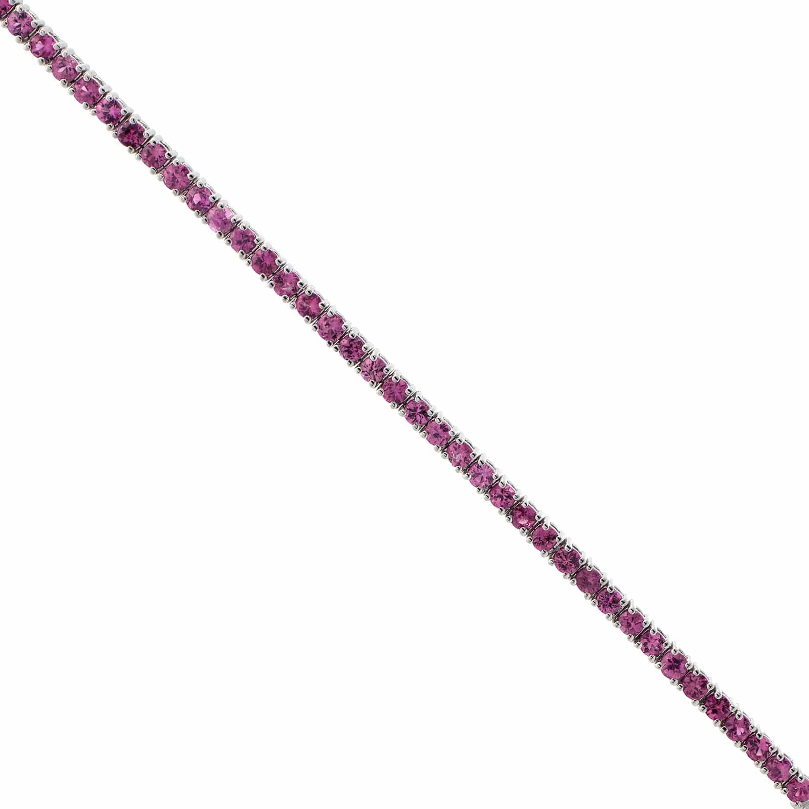 18K White Gold Pink Sapphire Tennis Bracelet - Image 2
