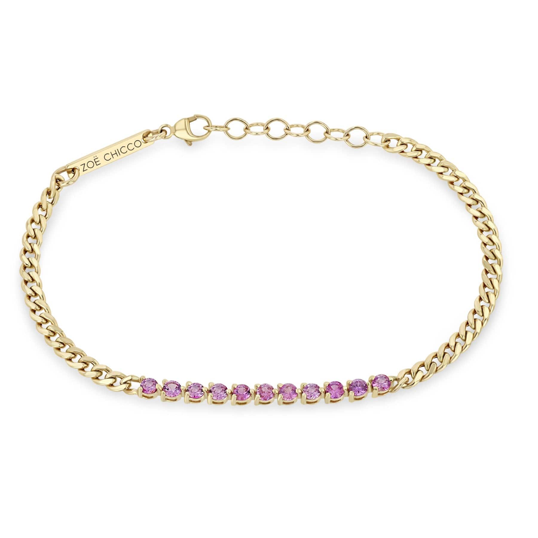 Zoe Chicco 14K Yellow Gold Pink Sapphire Segment Tennis Bracelet