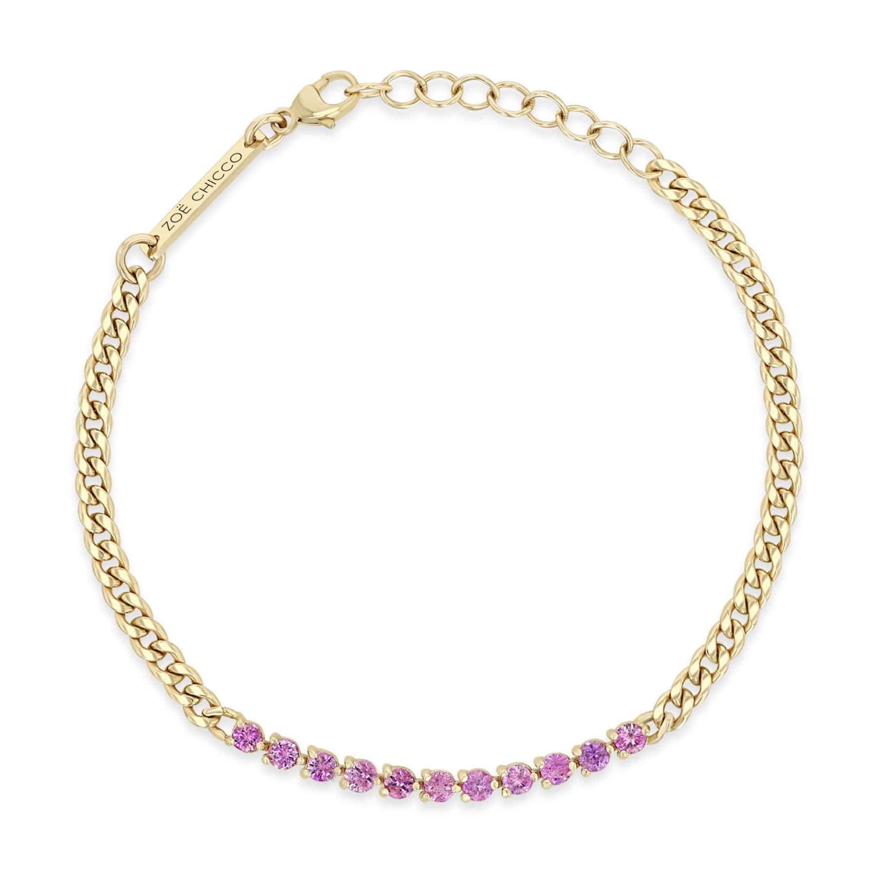 Zoe Chicco 14K Yellow Gold Pink Sapphire Segment Tennis Bracelet - Image 2
