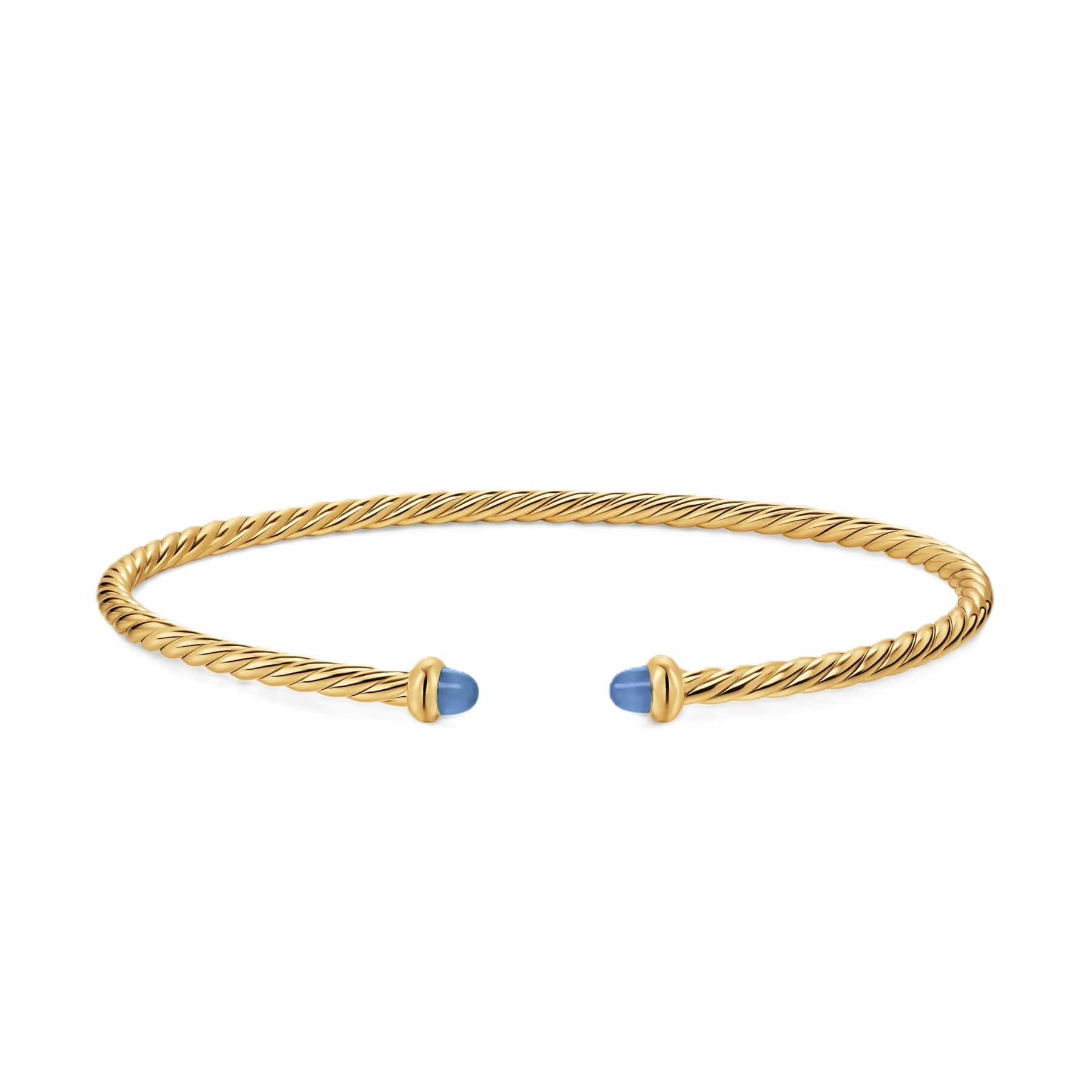 Micro Cablespira® Flex Bracelet 18K Yellow Gold with Blue Sapphires, 2.6mm - Image 3