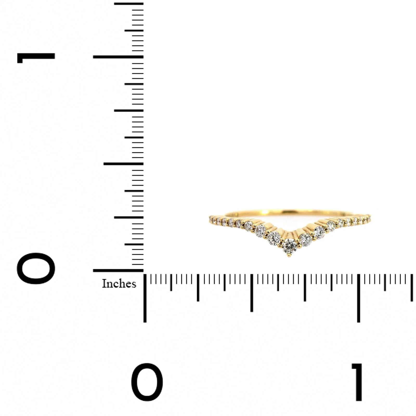 18K Yellow Gold V Shaped Diamond Band - Image 4