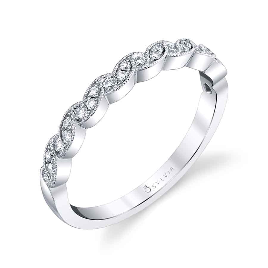18K Yellow Gold Wave Diamond Band - Image 2