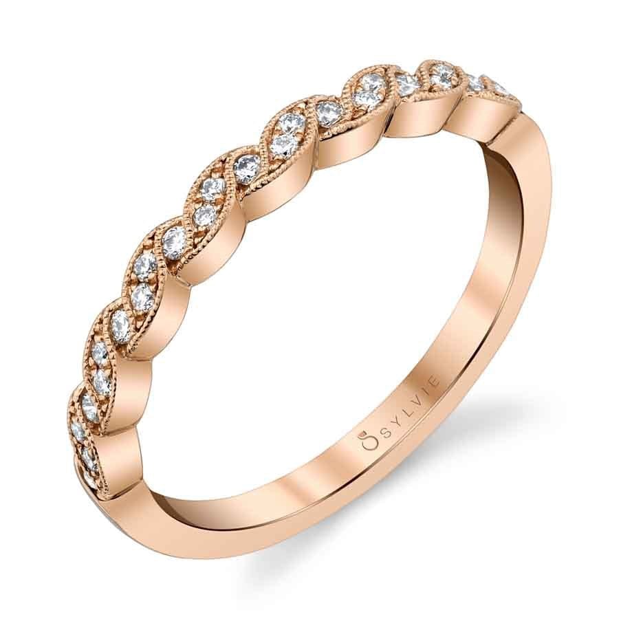 18K Yellow Gold Wave Diamond Band - Image 3