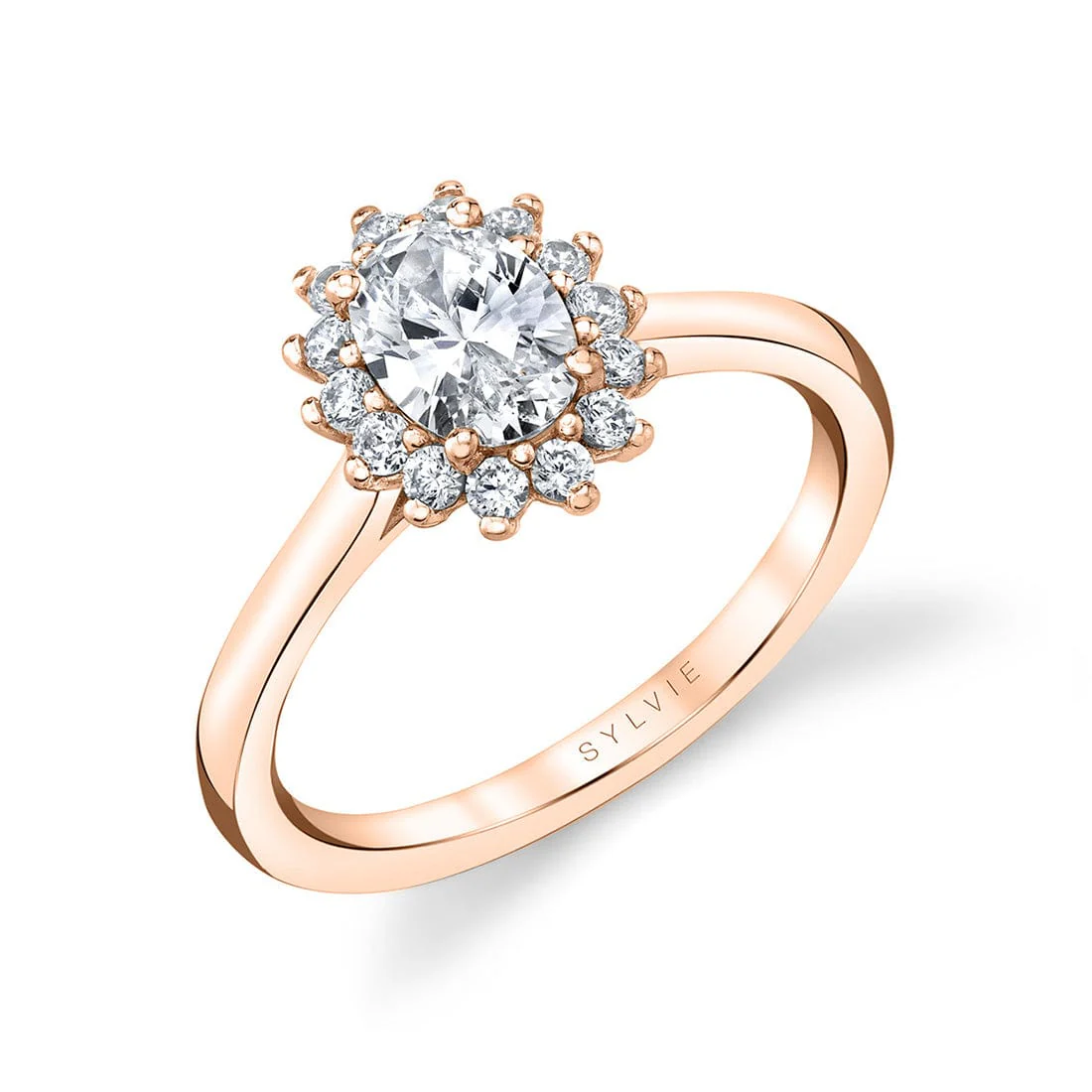 Flower Diamond Halo Engagement Ring Setting - Image 4