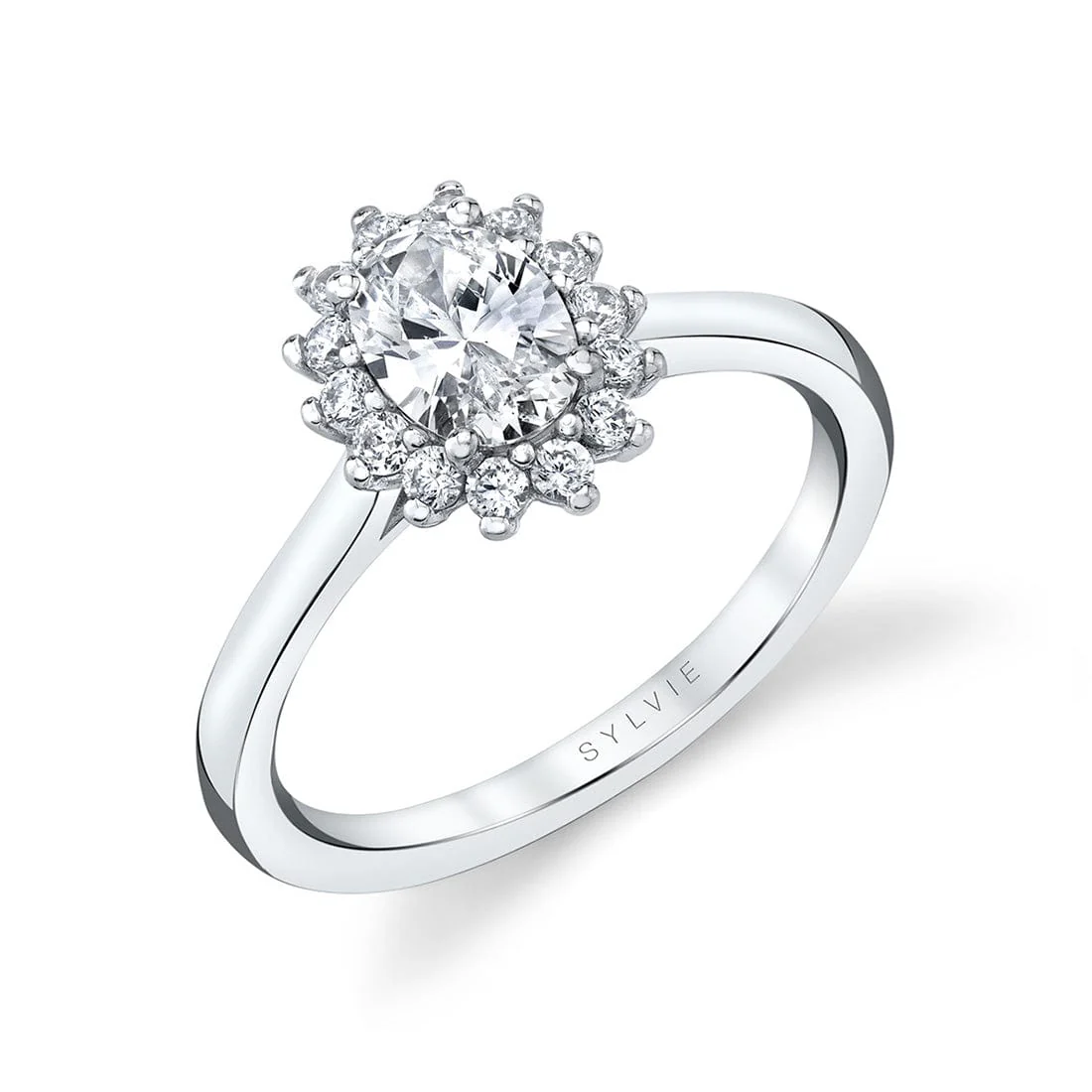 Flower Diamond Halo Engagement Ring Setting - Image 5
