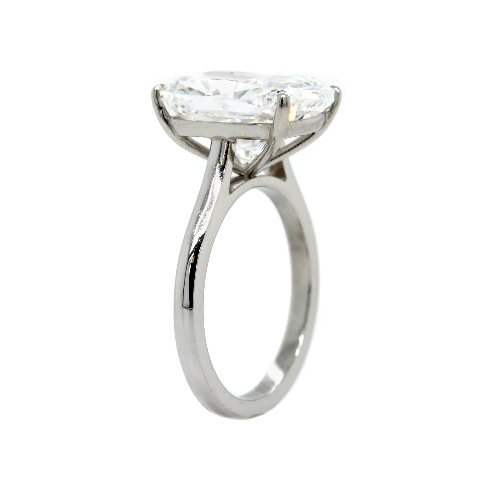 Platinum 4 Prong Cathedral Mounted Cushion Cut Diamond Engagement Ring - Image 2