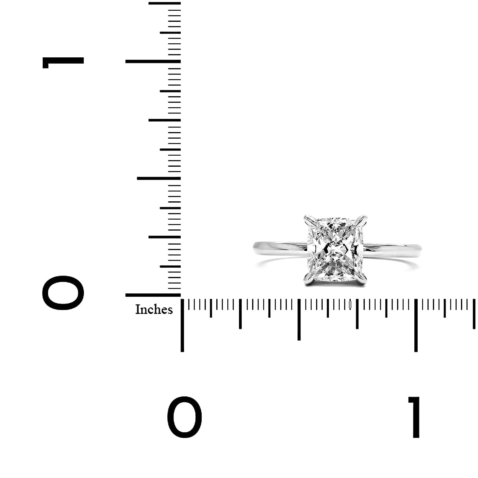 Platinum Cushion Cut Diamond Solitaire Engagement Ring - Image 3