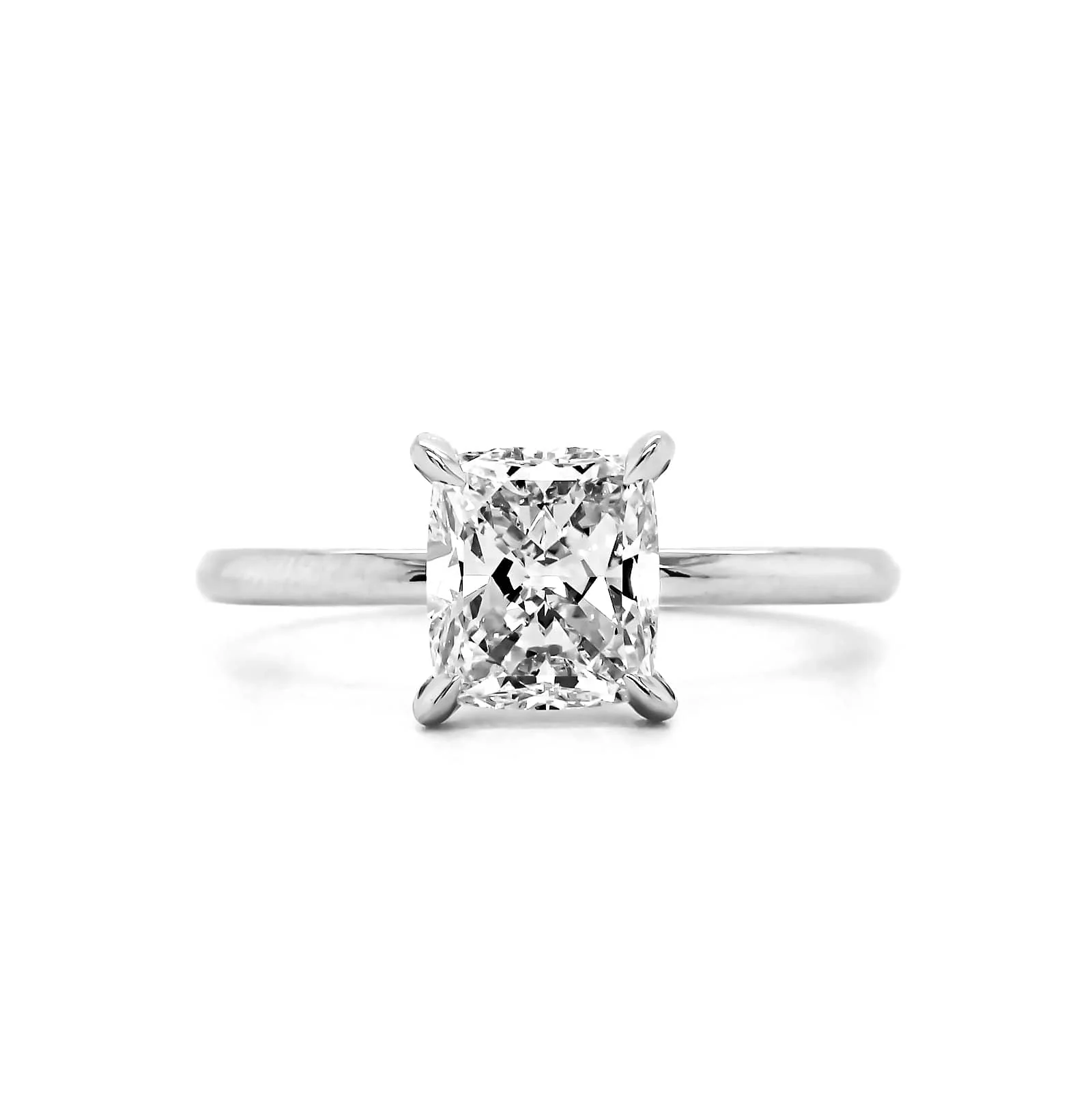 Platinum Cushion Cut Diamond Solitaire Engagement Ring - Image 4