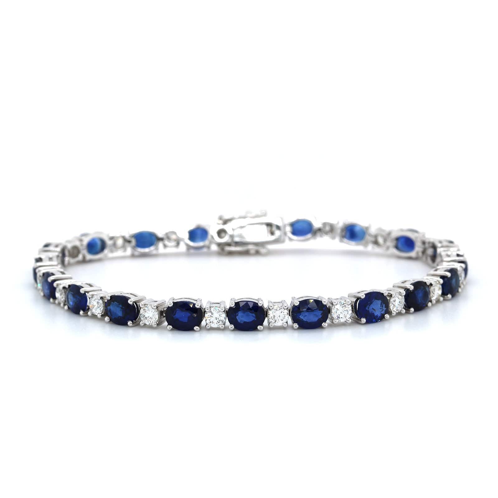 14K White Gold Diamond and Sapphire Bracelet - Image 4