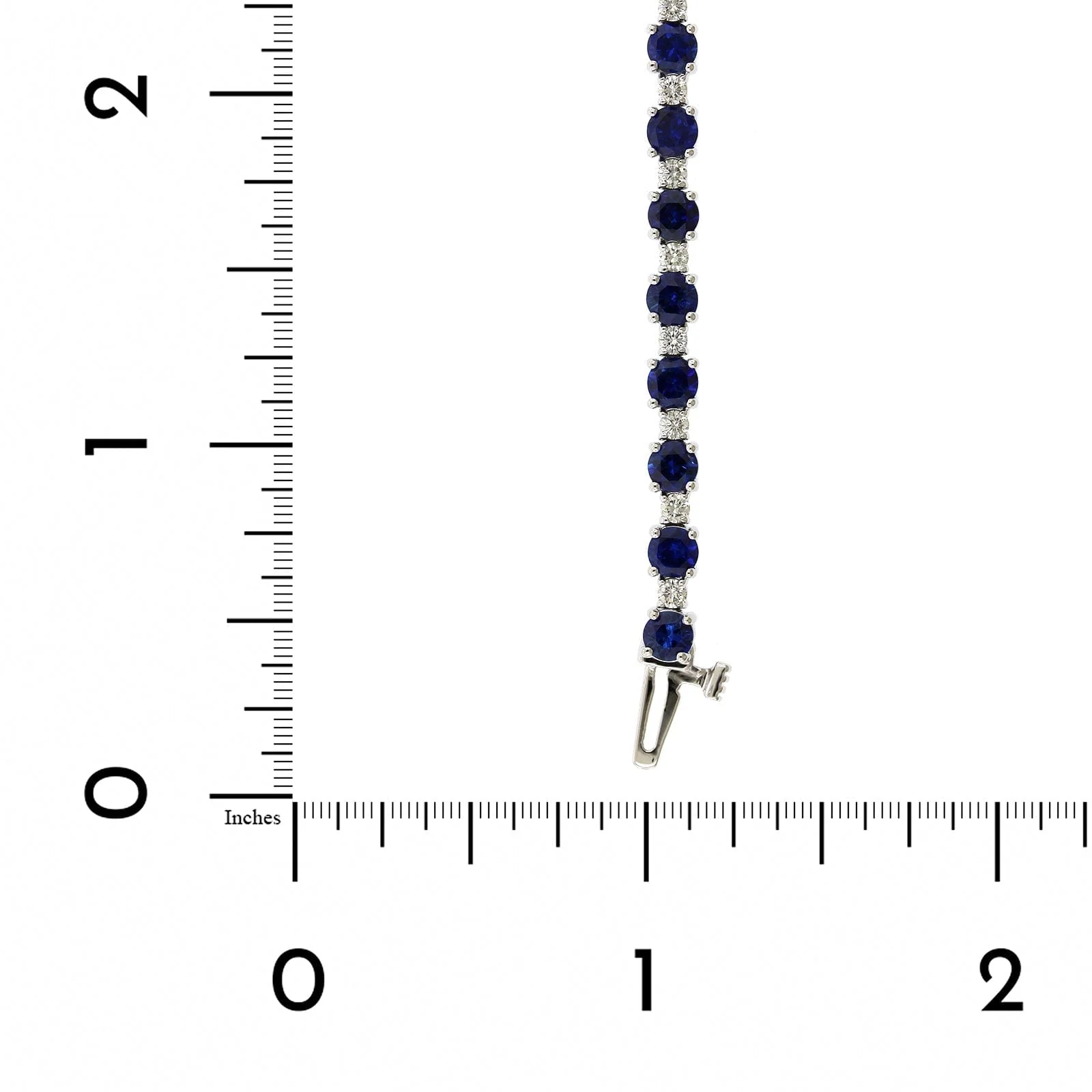 18K White Gold Sapphire and Diamond Alternating Size Tennis Bracelet - Image 3
