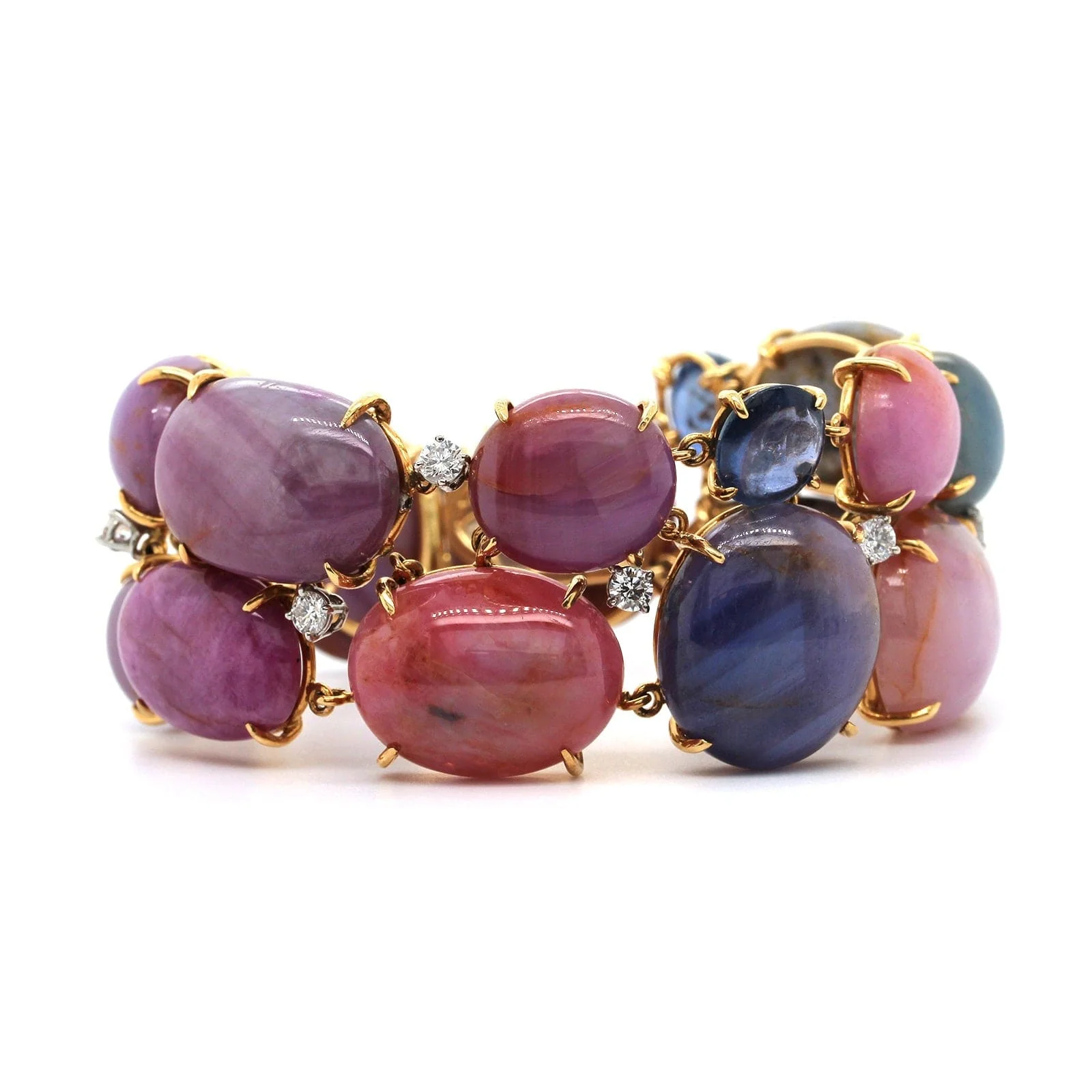 18K Rose Gold Multi Cabochon Sapphire Bracelet